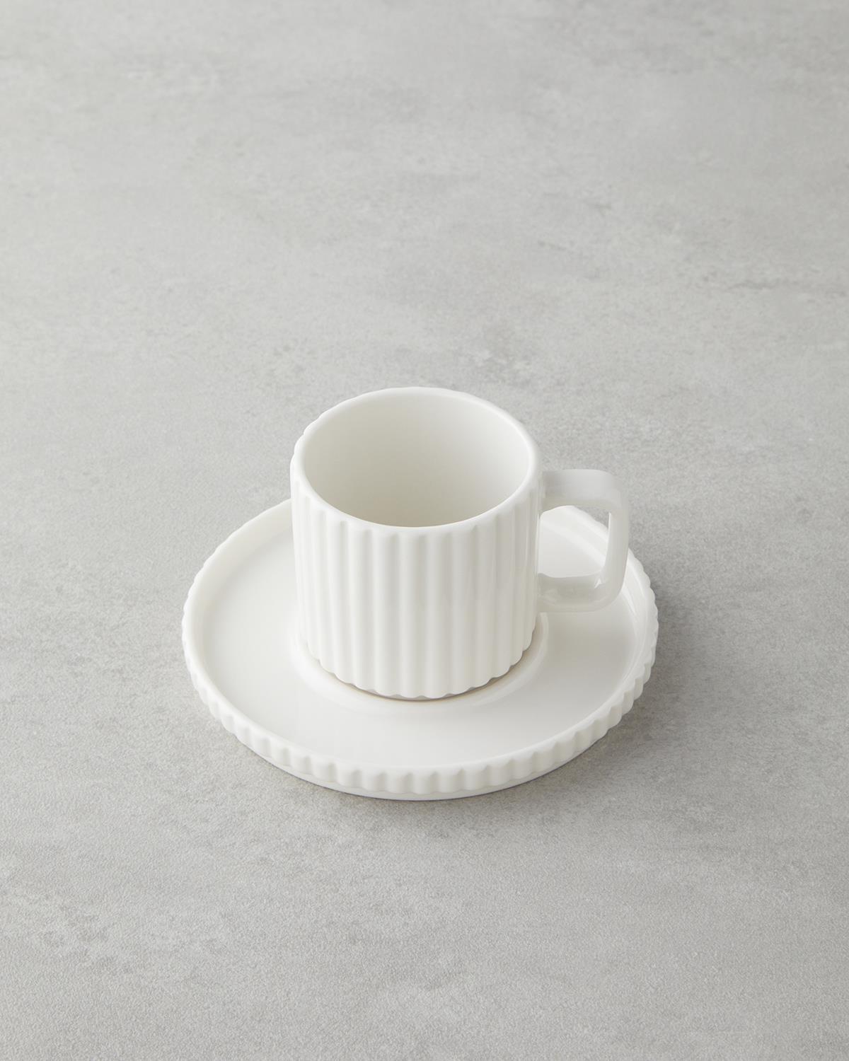 Lunara Porselen 4 Parça 2 Kişilik Kahve Fincan Takımı 90 ml Beyaz