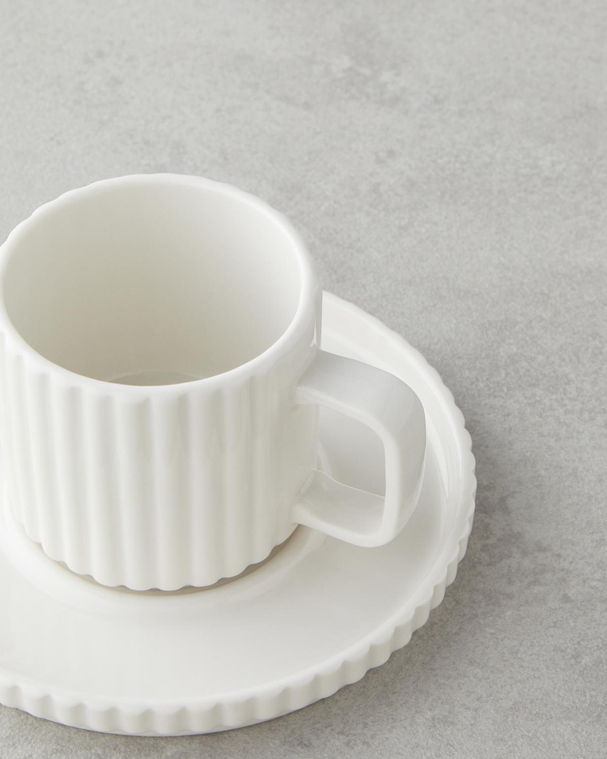 Lunara Porselen 4 Parça 2 Kişilik Kahve Fincan Takımı 90 ml Beyaz