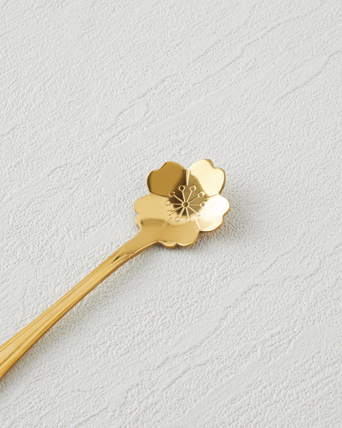 Luxe Flora Paslanmaz Çelik Tatlı Kaşığı 4 Parça Gold