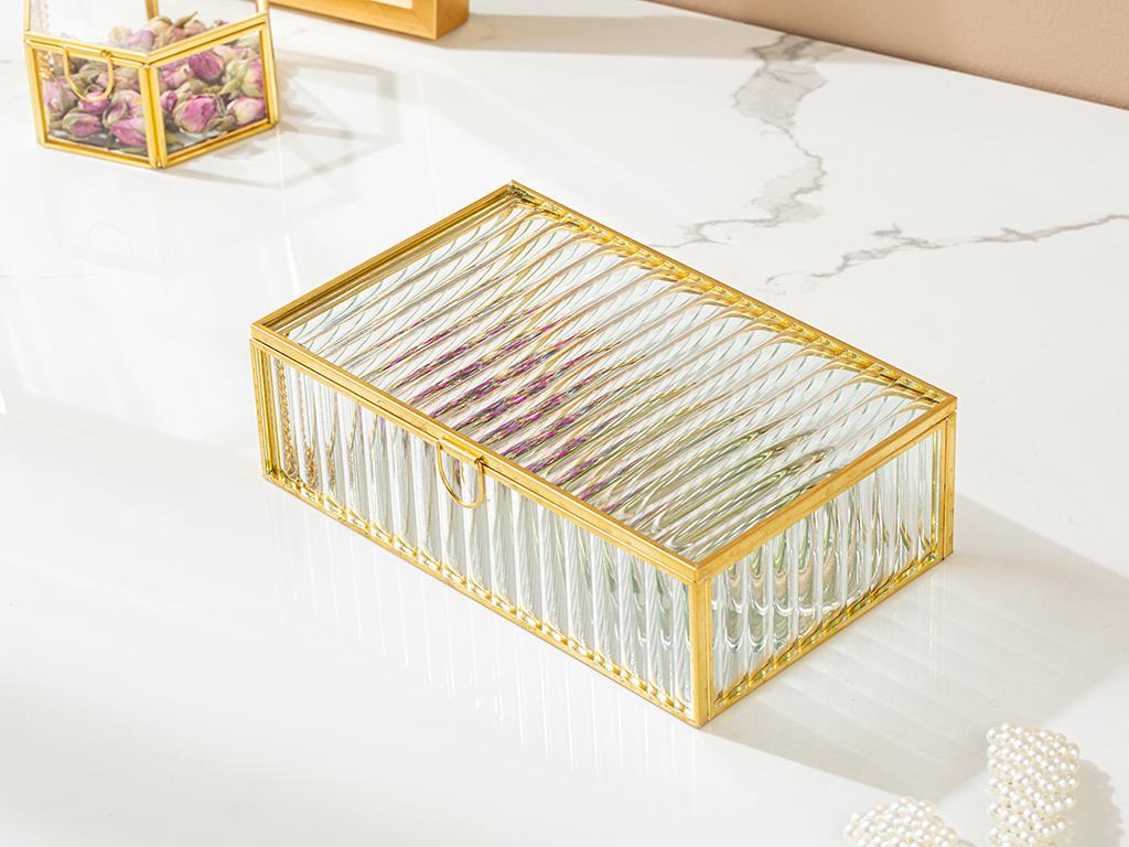 Luxury Dekoratif Kutu 24,8x24,8x25,3 cm Gold