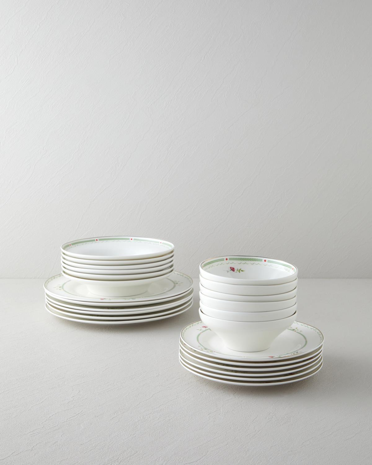 Luz Bone Porselen Yemek Takımı 24 Parça 6 Kişilik Renkli