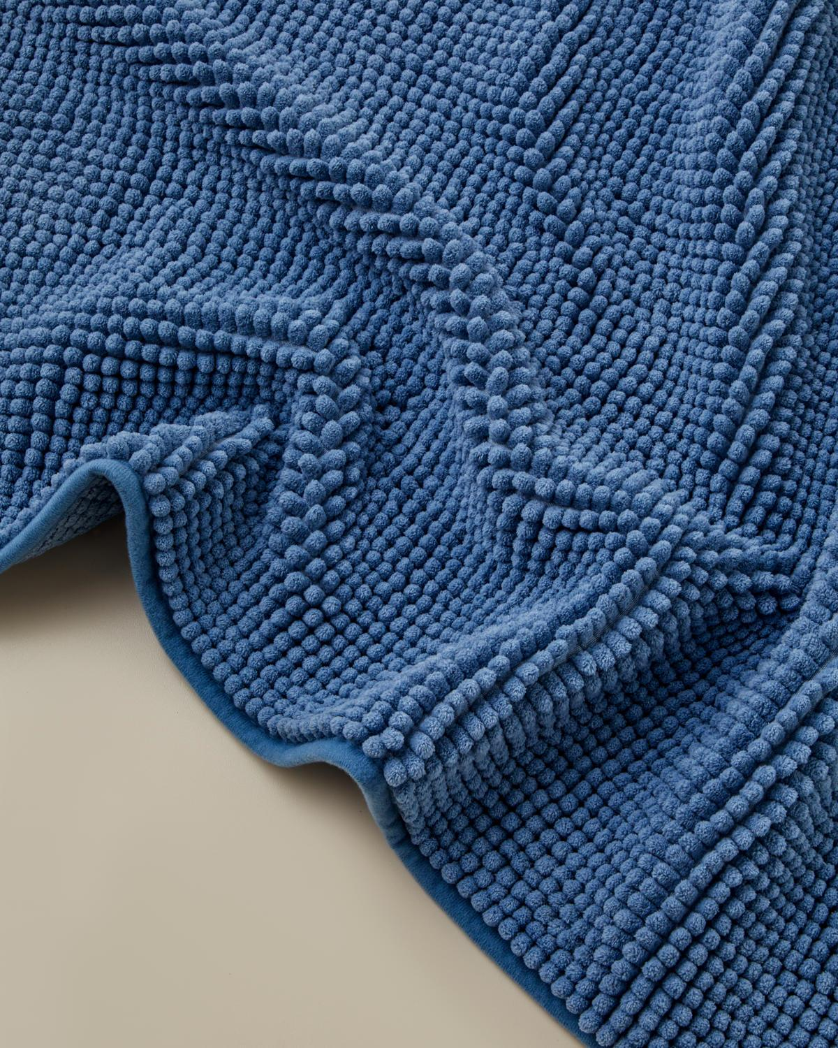 Macaroni Kaydırmaz Taban Banyo Paspası Seti 60x90 + 40x60 cm Mavi