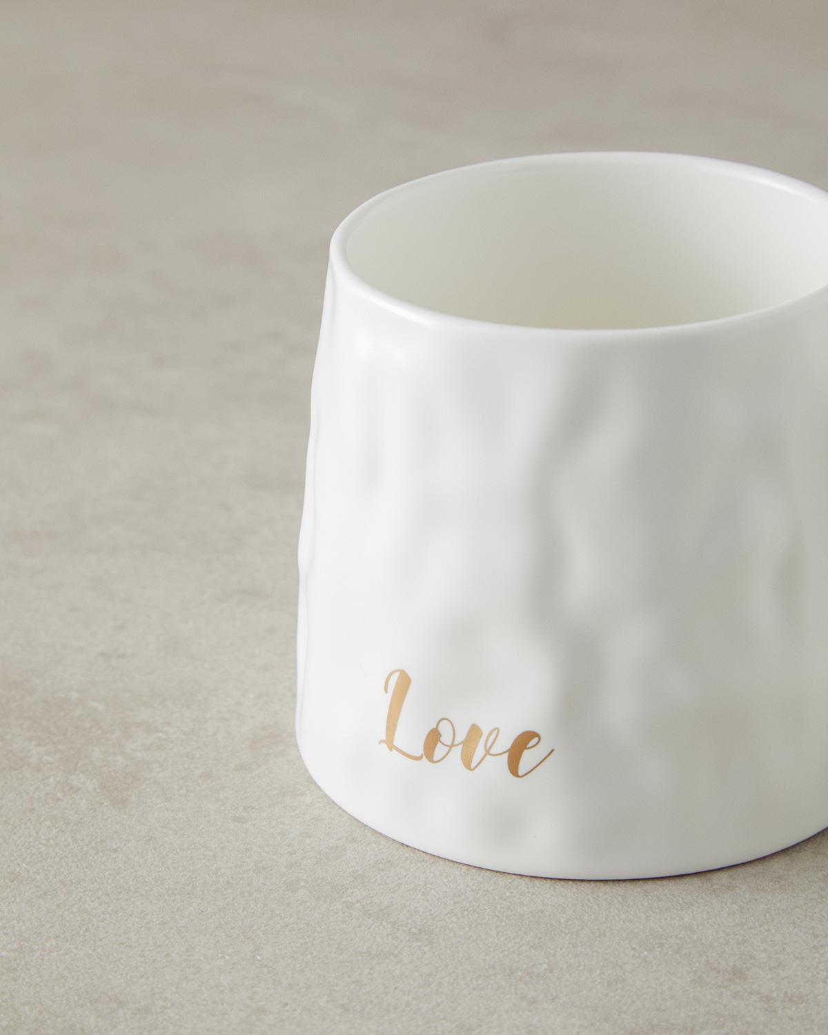 Mantra New Bone China Kapaklı Kaşıklı Kupa Beyaz