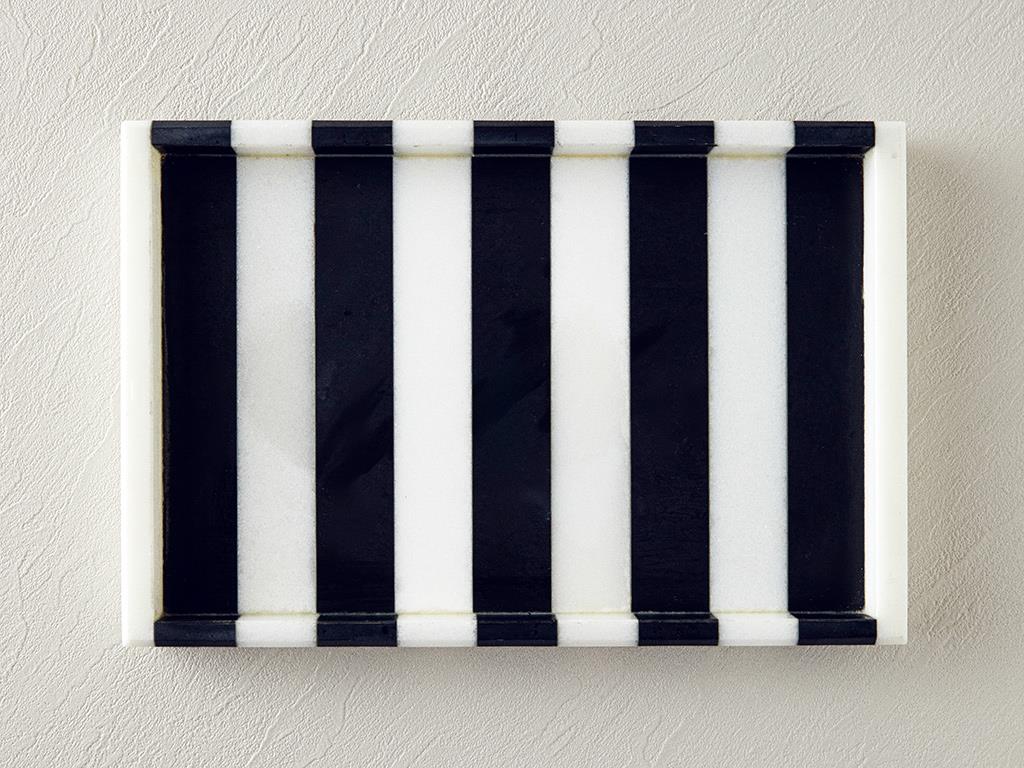 Marble Mermer Dekoratif Tepsi Siyah - Beyaz
