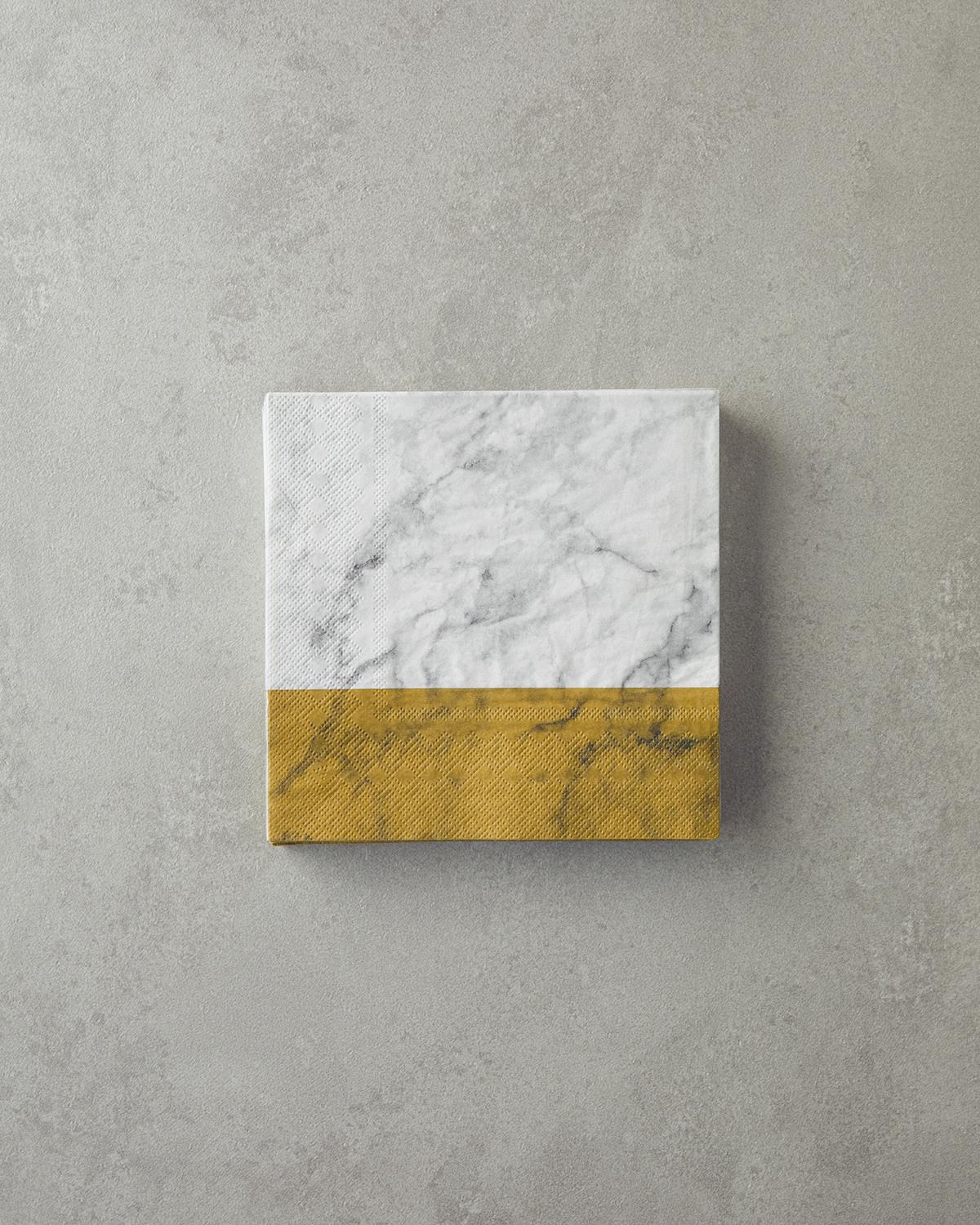 Marble Stripe 20'li Kağıt Peçete Gold