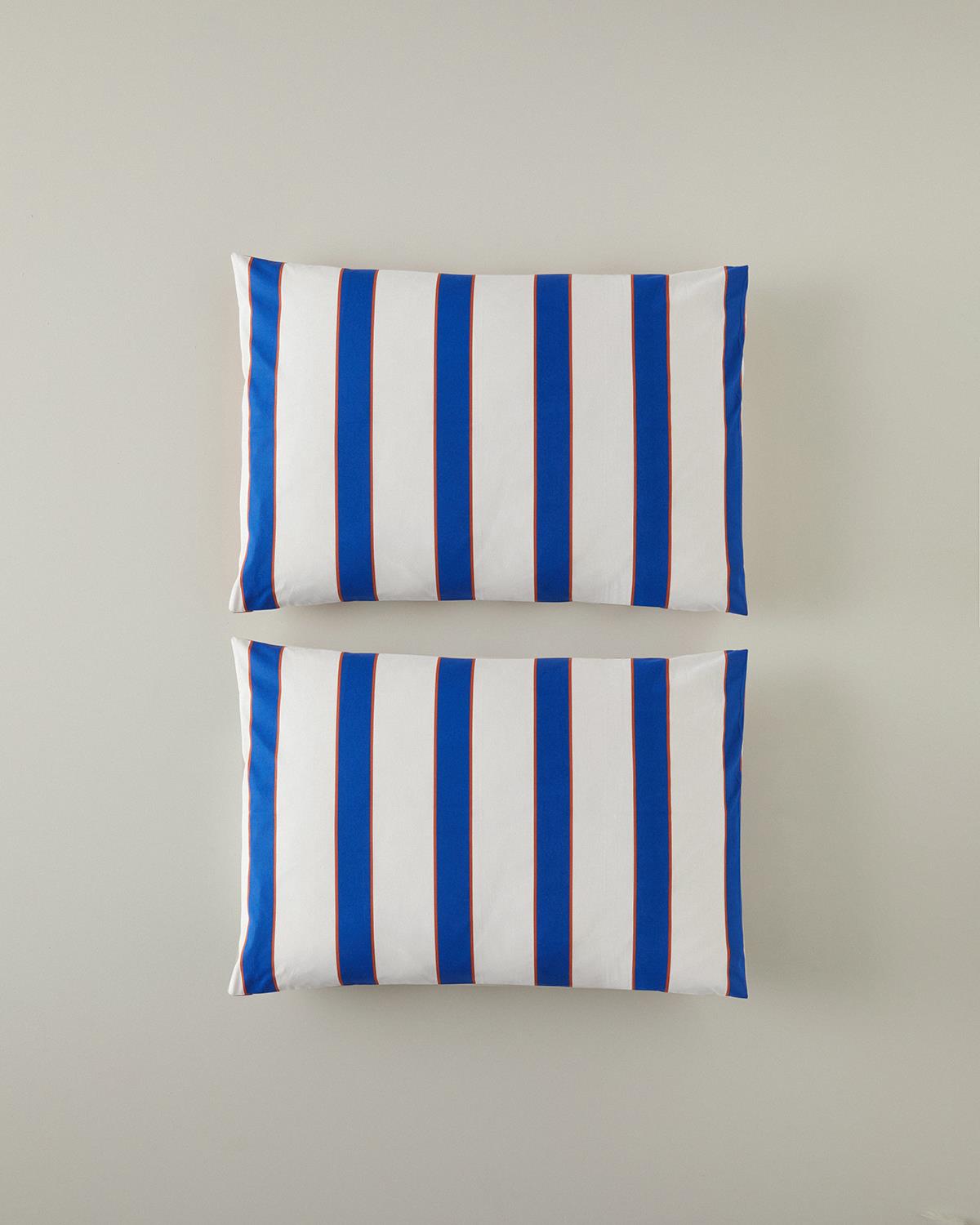 Marine Stripe 2'Li Yastık Kılıfı Lacivert-Turuncu
