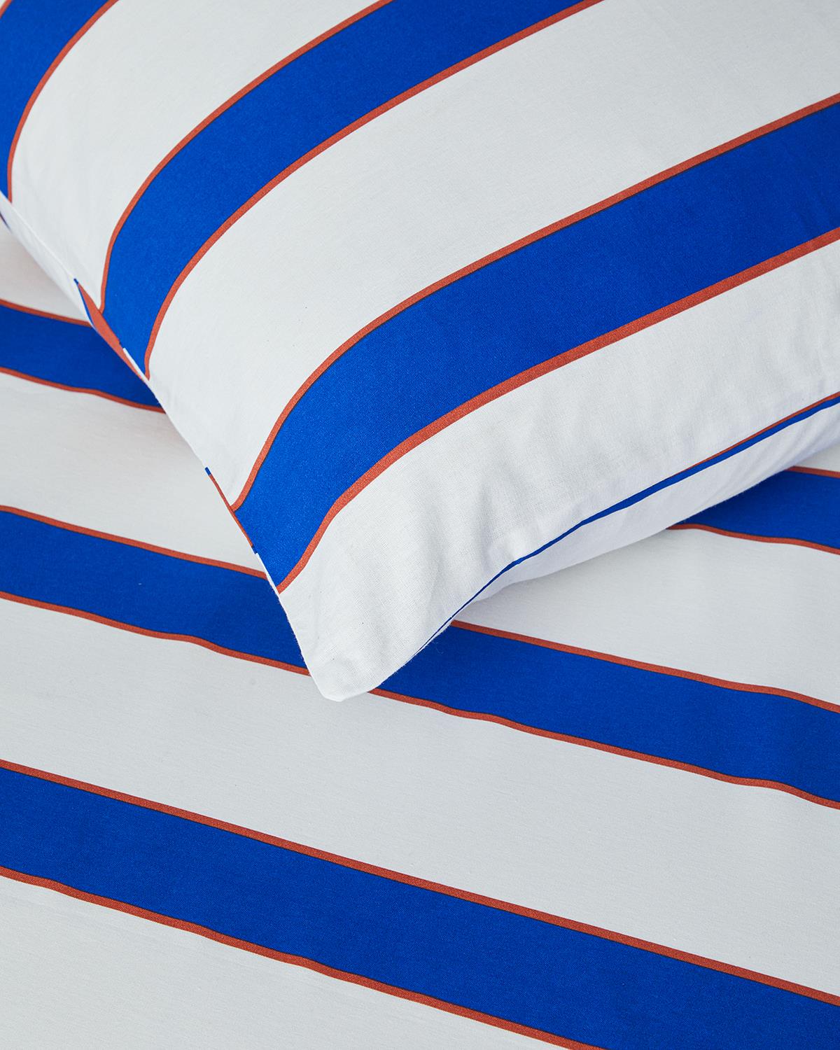 Marine Stripe Tek Kişilik Nevresim Seti Lacivert-Turuncu