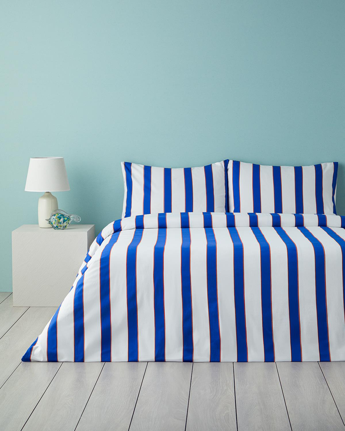 Marine Stripe Tek Kişilik Nevresim Seti Lacivert-Turuncu