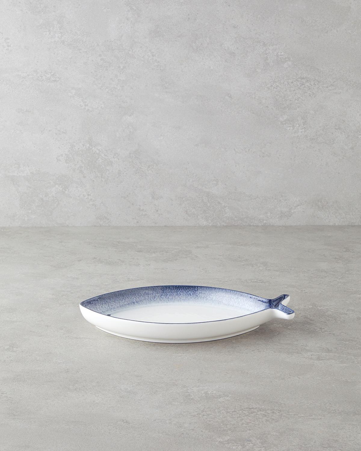 Marinova Porselen Kayık Tabak 26,5 cm Mavi-Beyaz