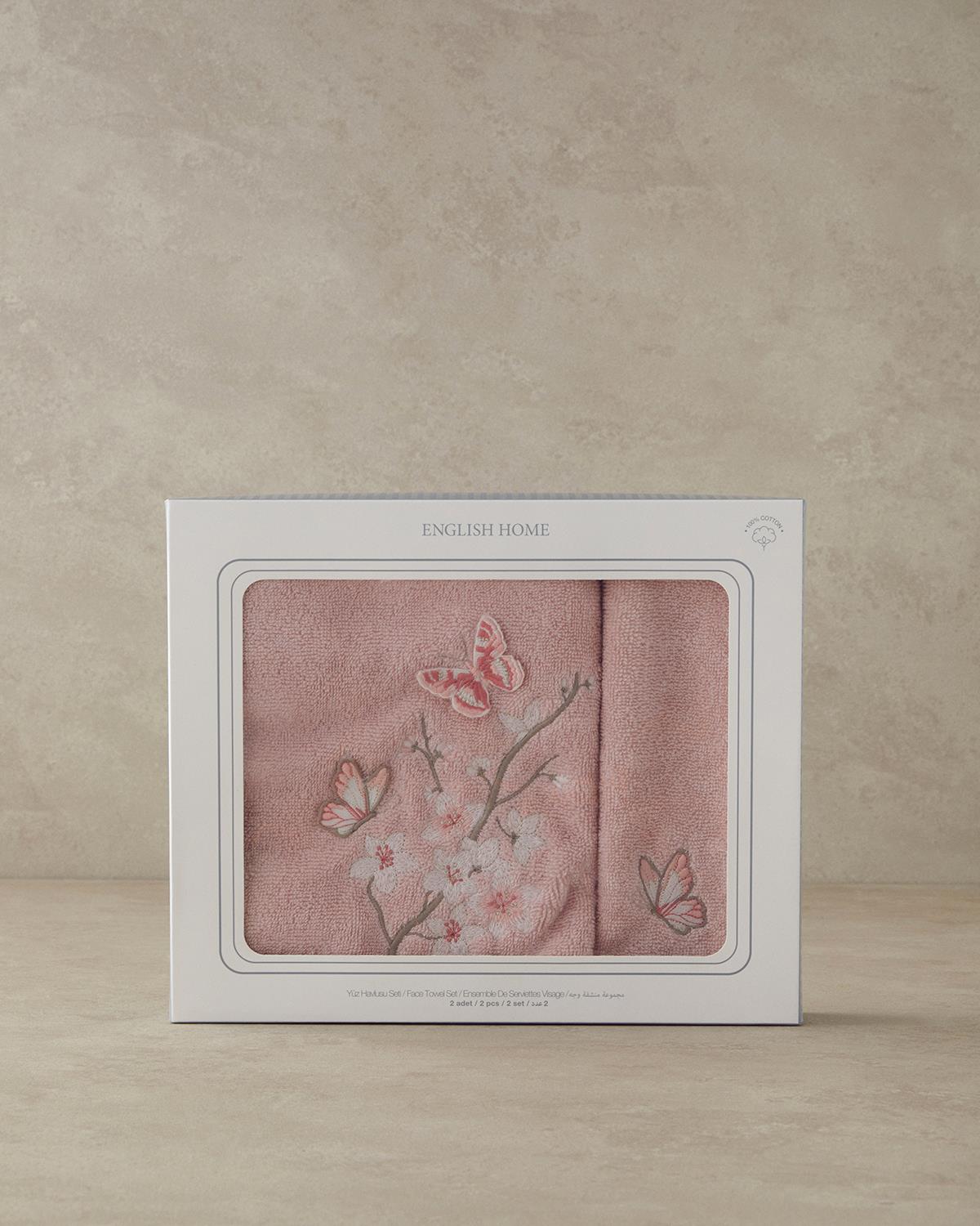 Mariposa Pamuklu Yüz Havlusu Seti Pembe