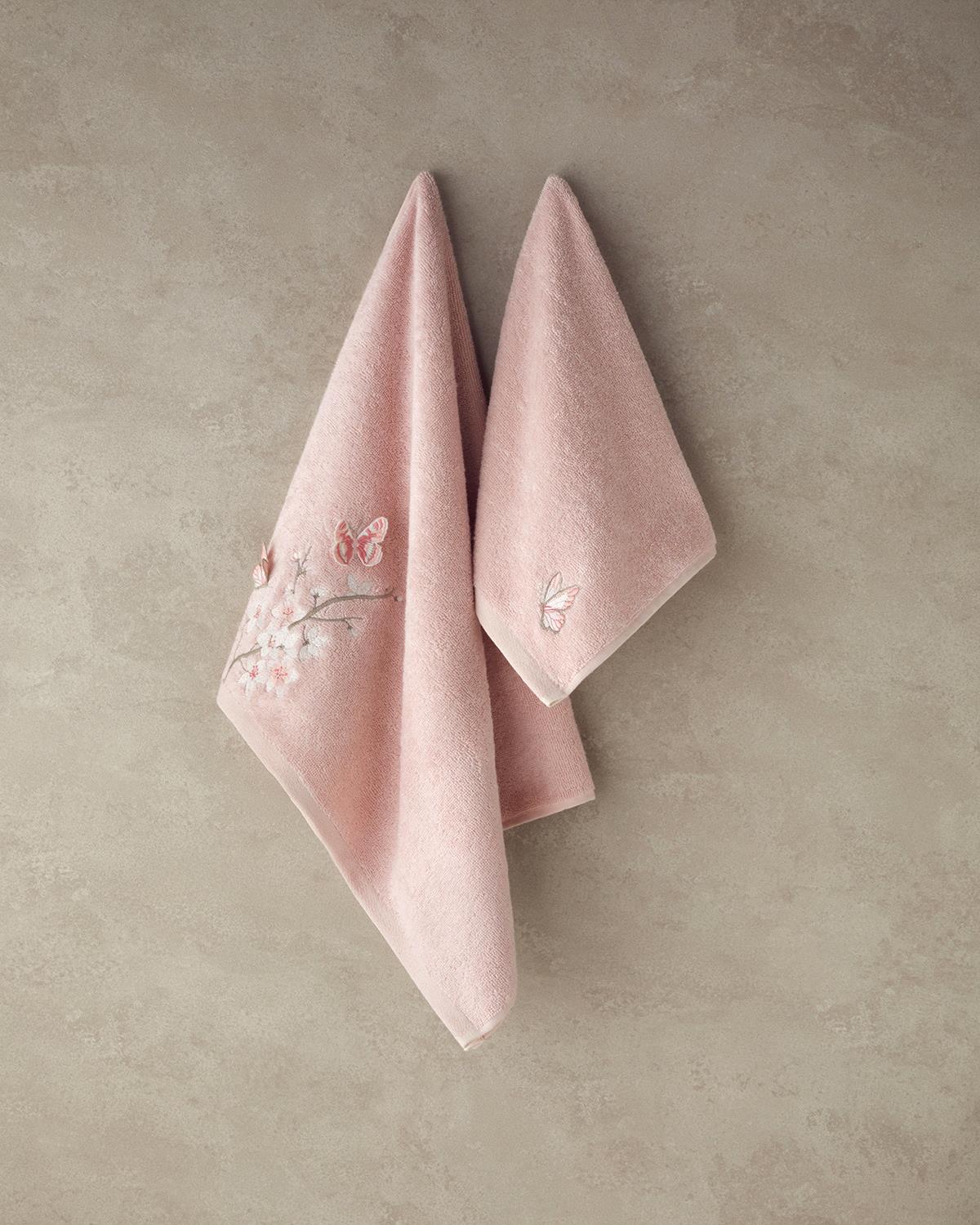 Mariposa Pamuklu Yüz Havlusu Seti Pembe