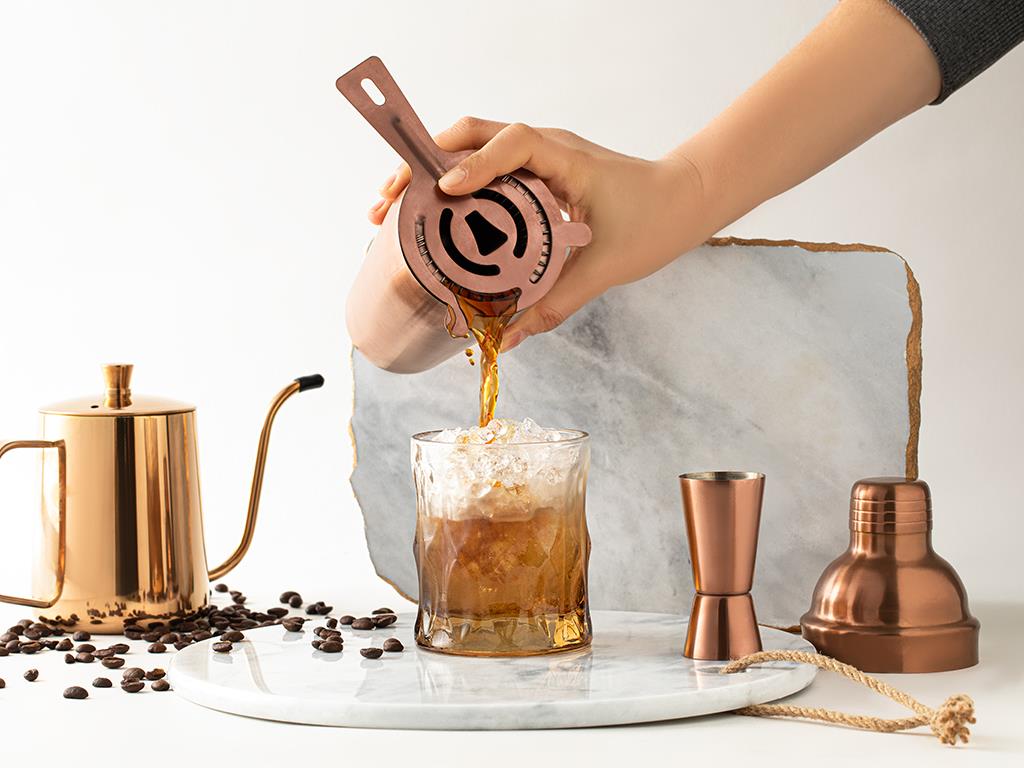 Matte Cocktail Çelik Parça Set Kokteyl Shaker Bronz
