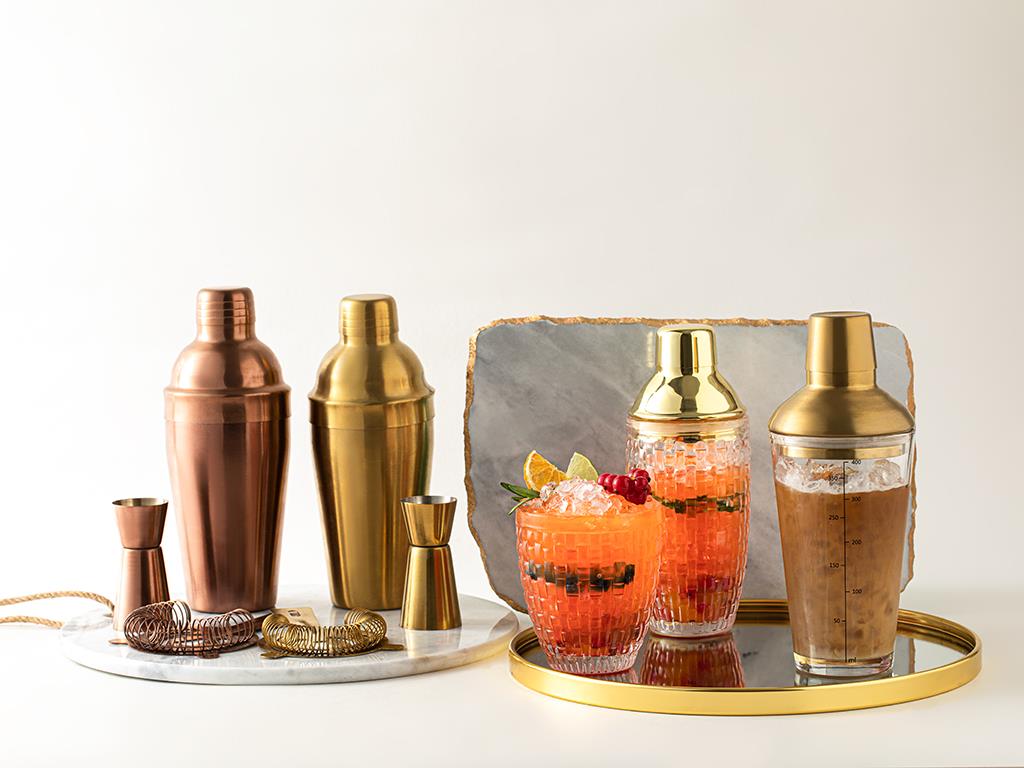 Matte Cocktail Çelik Parça Set Kokteyl Shaker Gold