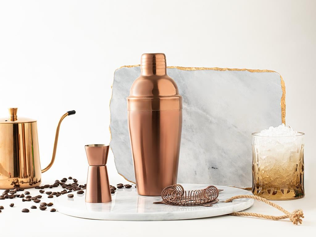 Matte Cocktail Çelik Parça Set Kokteyl Shaker Bronz