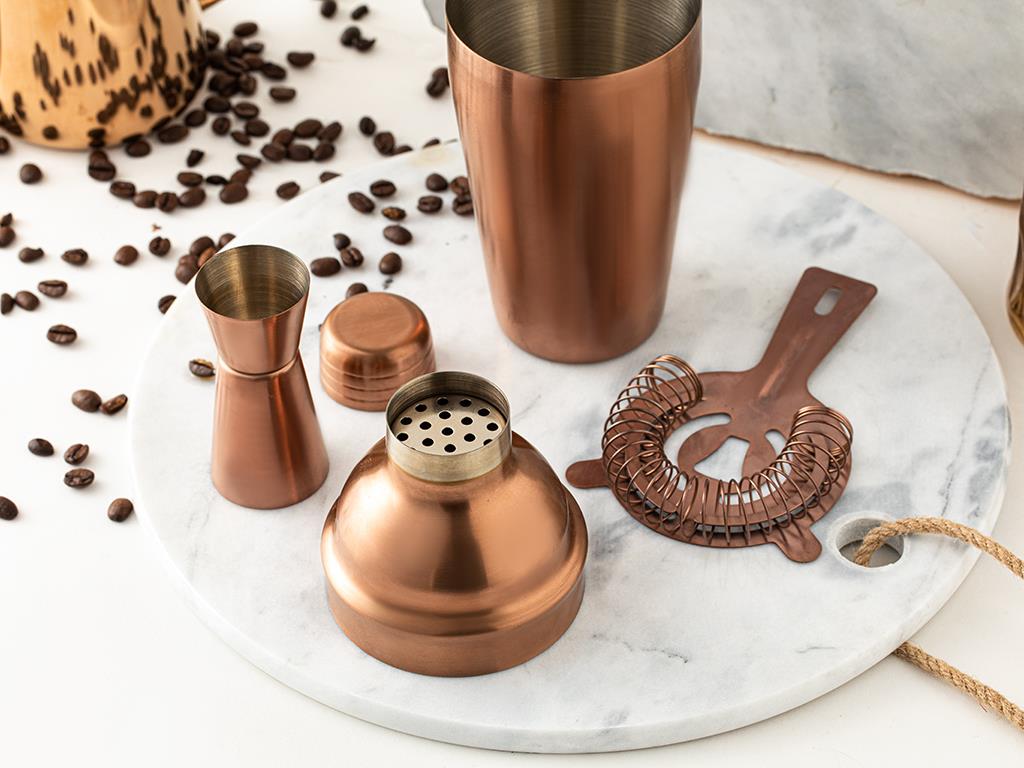 Matte Cocktail Çelik Parça Set Kokteyl Shaker Bronz