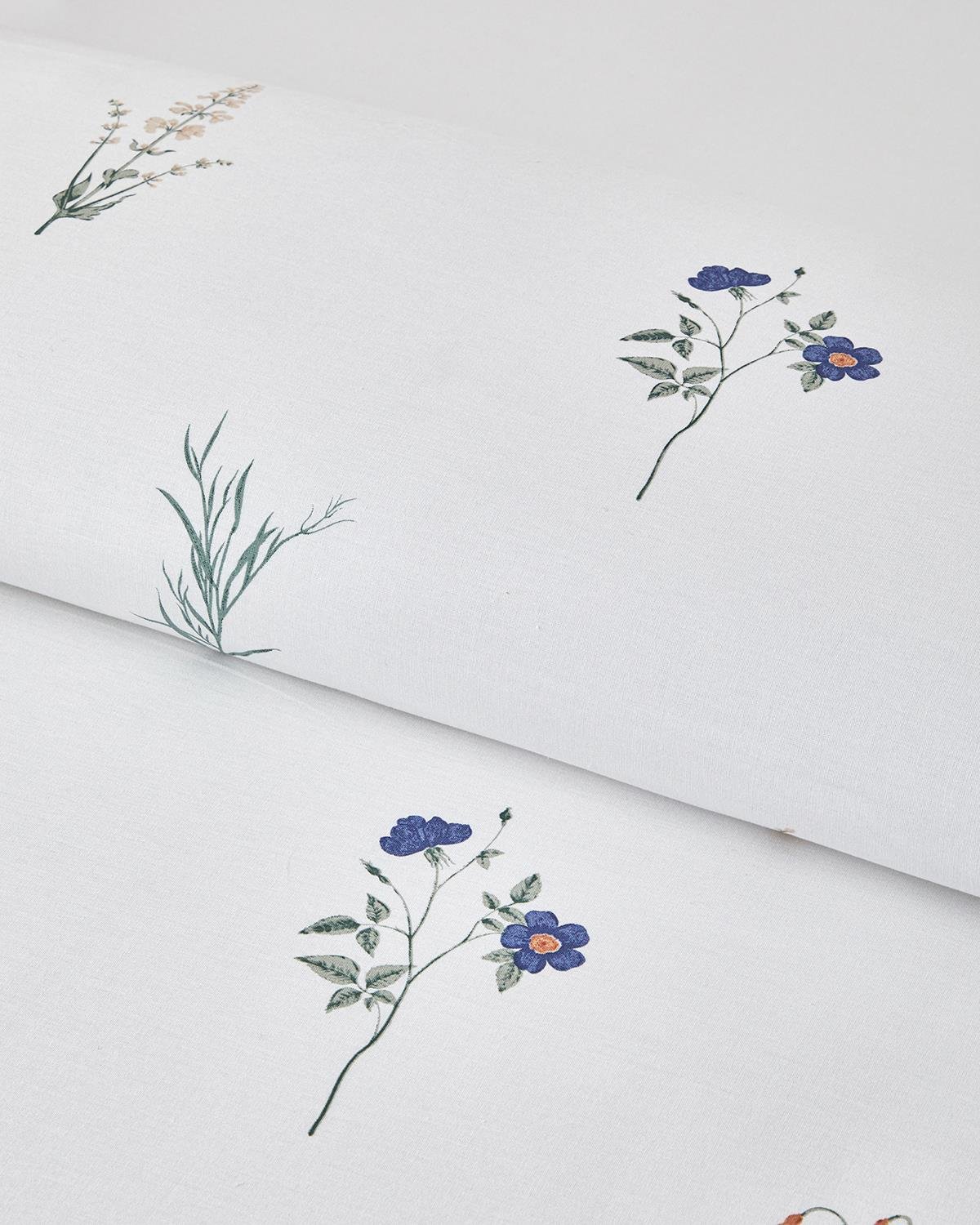 Meadow Magic Pamuk Çift Kişilik Nevresim Takımı 200x220 cm Turuncu-Mavi