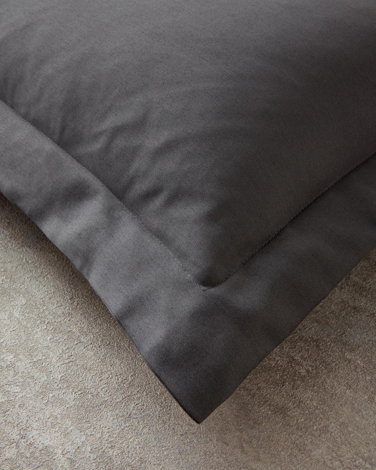 Mercy Pamuk Saten 2'li Volanlı Yastık Kılıfı 50X70 + 5 CM Koyu Gri