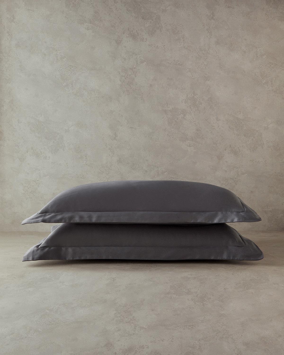 Mercy Pamuk Saten 2'li Volanlı Yastık Kılıfı 50X70 + 5 CM Koyu Gri