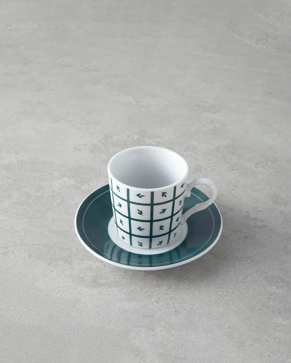 Mika Porselen Kahve Fincan Takımı 4 Parça 2 Kişilik Yeşil