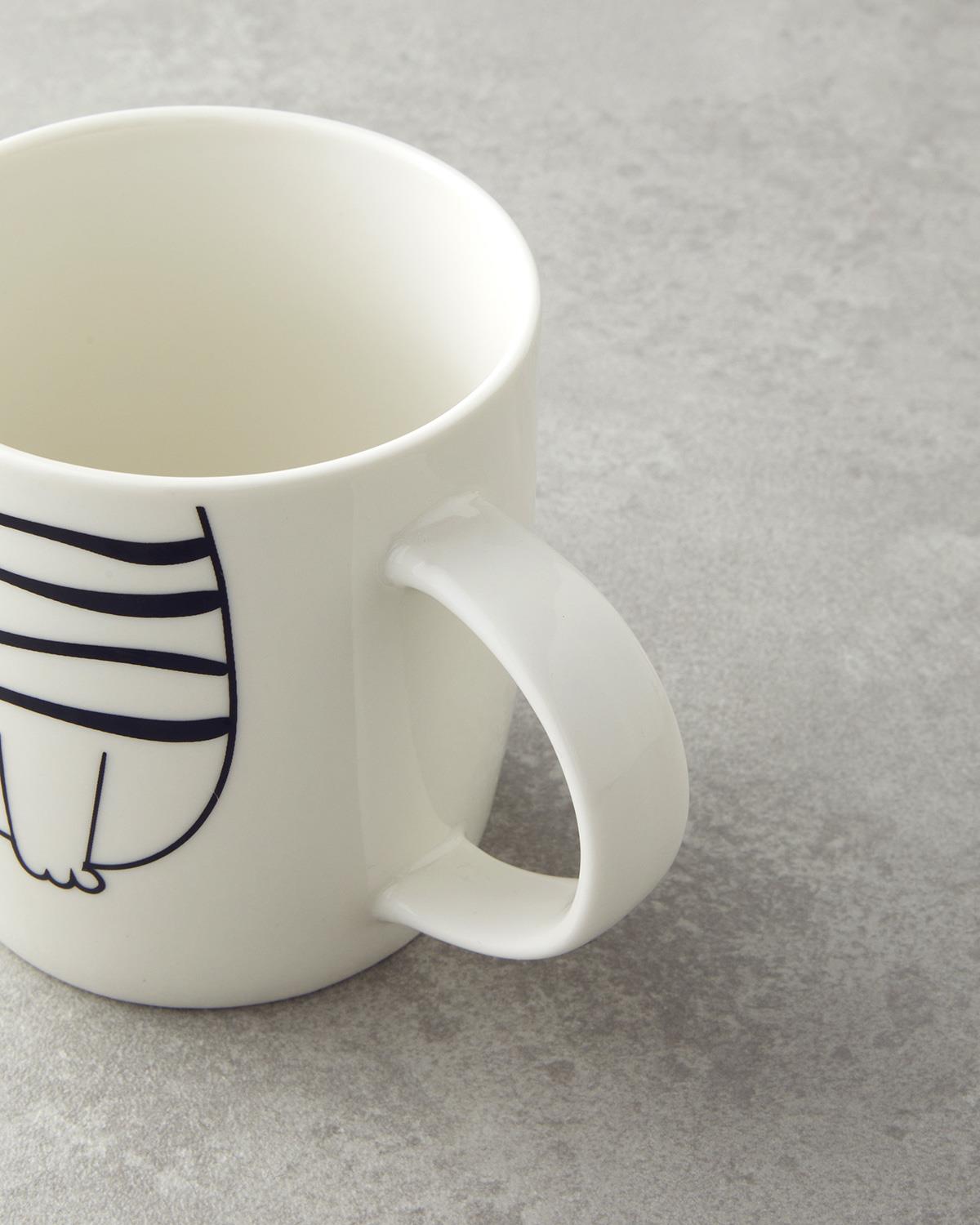 Mingle Catty New Bone China Kaseli Kupa 360 ml-13 cm Siyah - Beyaz
