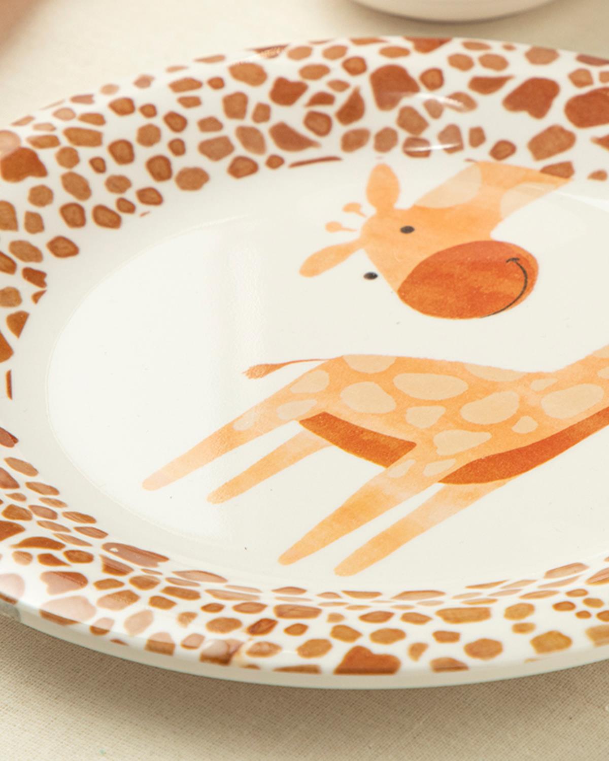 Mini Giraffe Melamin Bebe Mama Takımı Bej