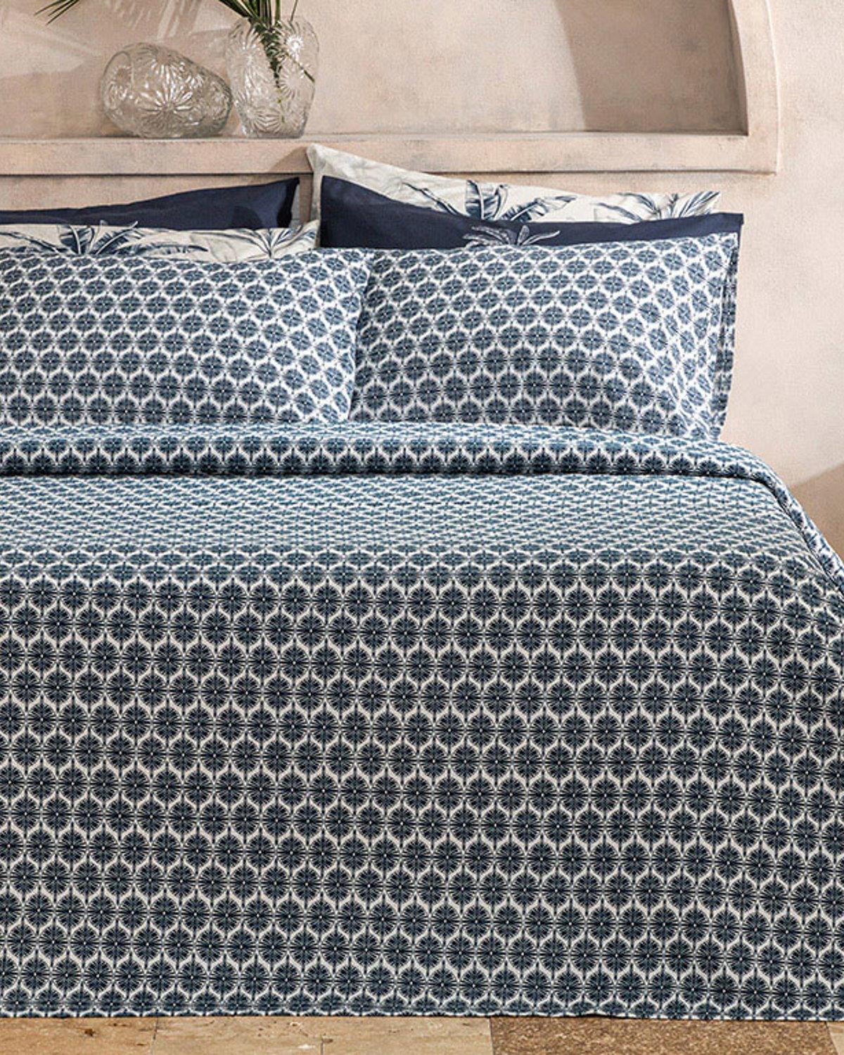 Mini Polycircles Baskılı Çift Kişilik Pike Lacivert