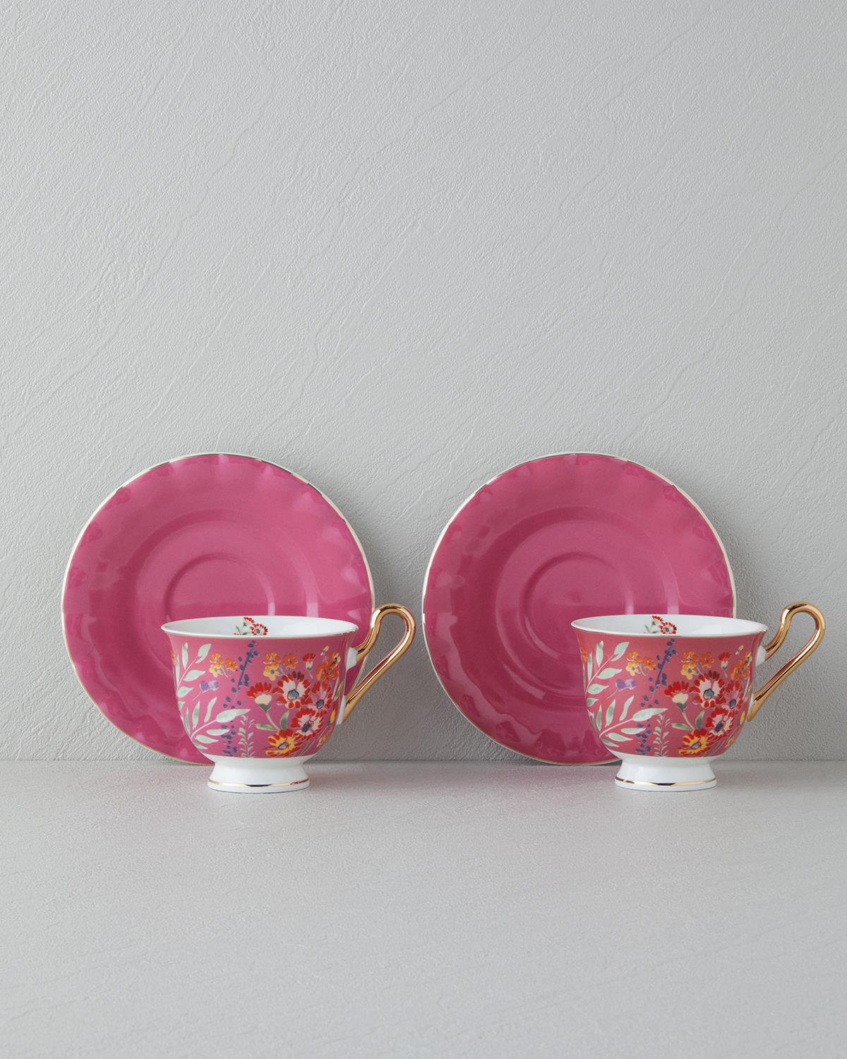 Miranda New Bone China 4 Parça 2 Kişilik Çay Fincanı Takımı 220 ml Pembe