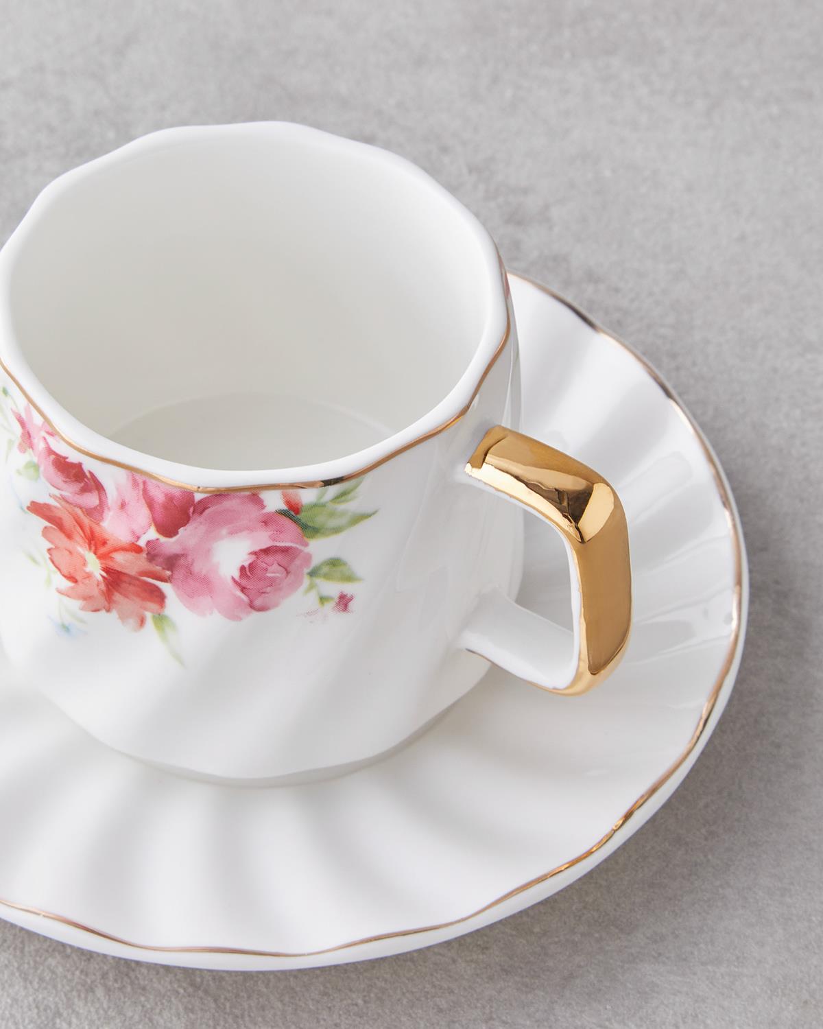 Misty Blossom New Bone China 4 Parça 2 Kişilik Kahve Fincan Takımı 90 ml Renkli