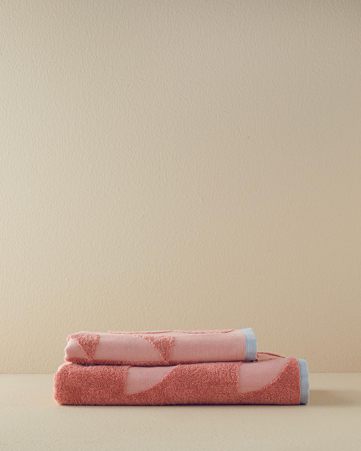 Mix Duo Pamuklu Jakarlı Banyo Havlusu Pembe
