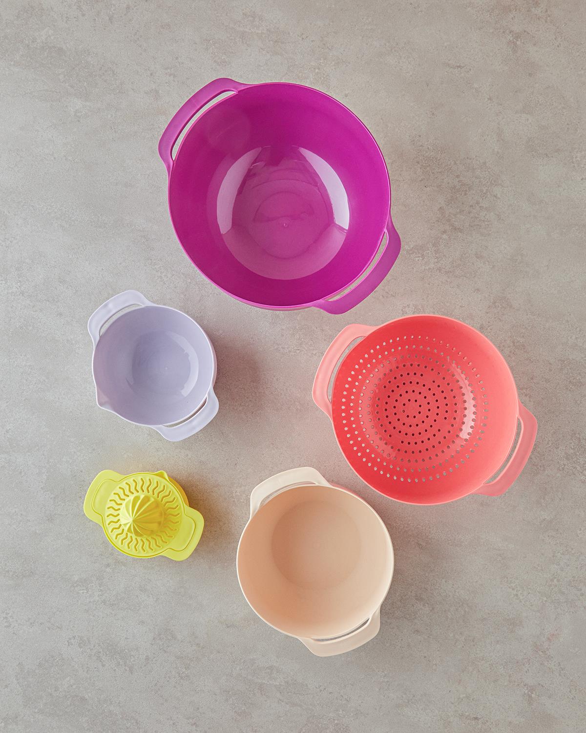 Mix Me Plastik 5 Parça Karıştırma Kabı 32 cm Renkli