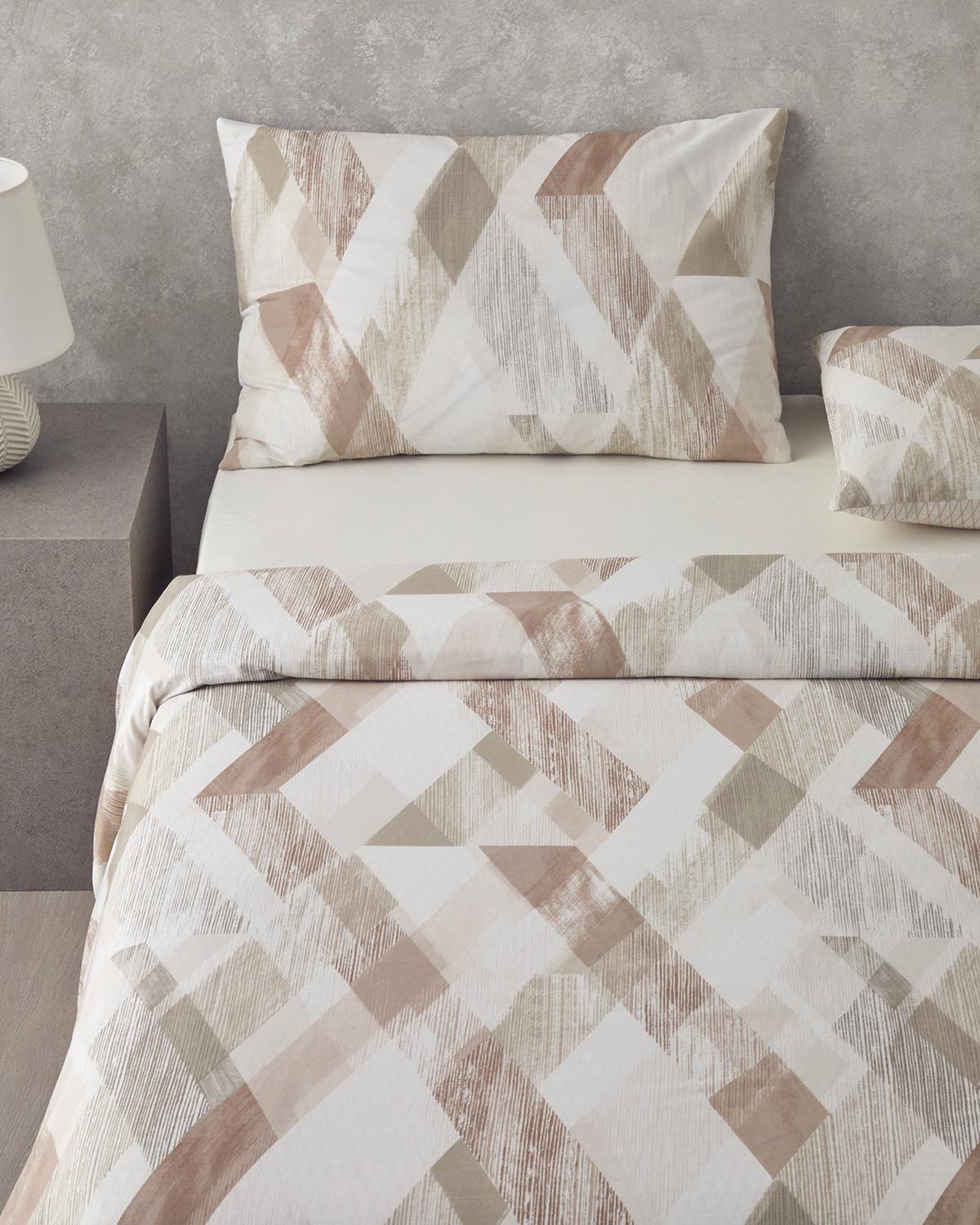 Modern Argyle Pamuk Çift Kişilik Nevresim Takımı 200x220 cm Bej
