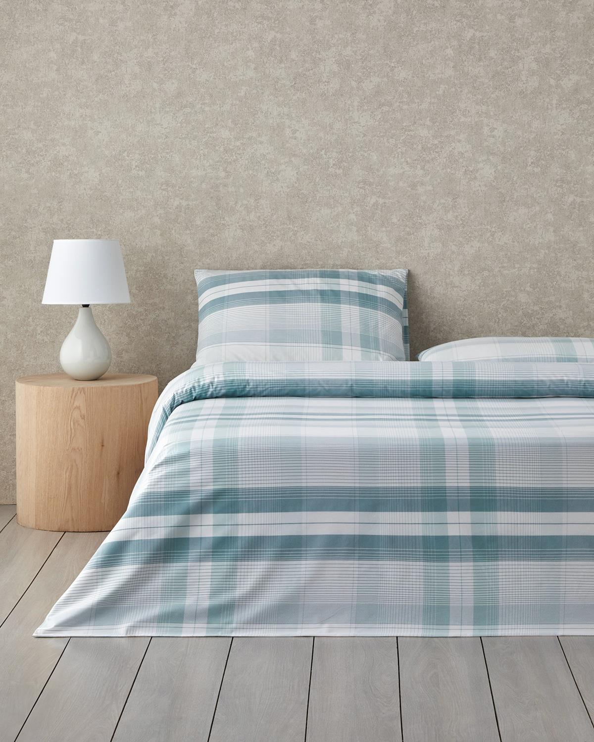 Modern Check Pamuklu Çift Kişilik Nevresim Seti 200x220 cm Yeşil
