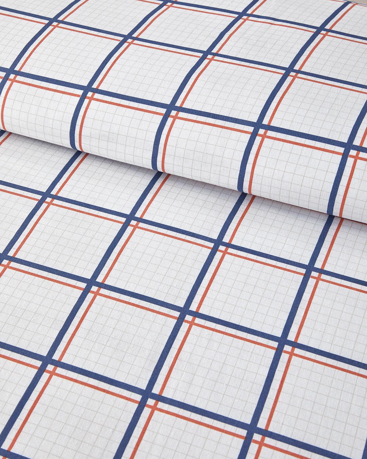 Modern Checkers Tek Kişilik Nevresim Takımı Mavi-Turuncu