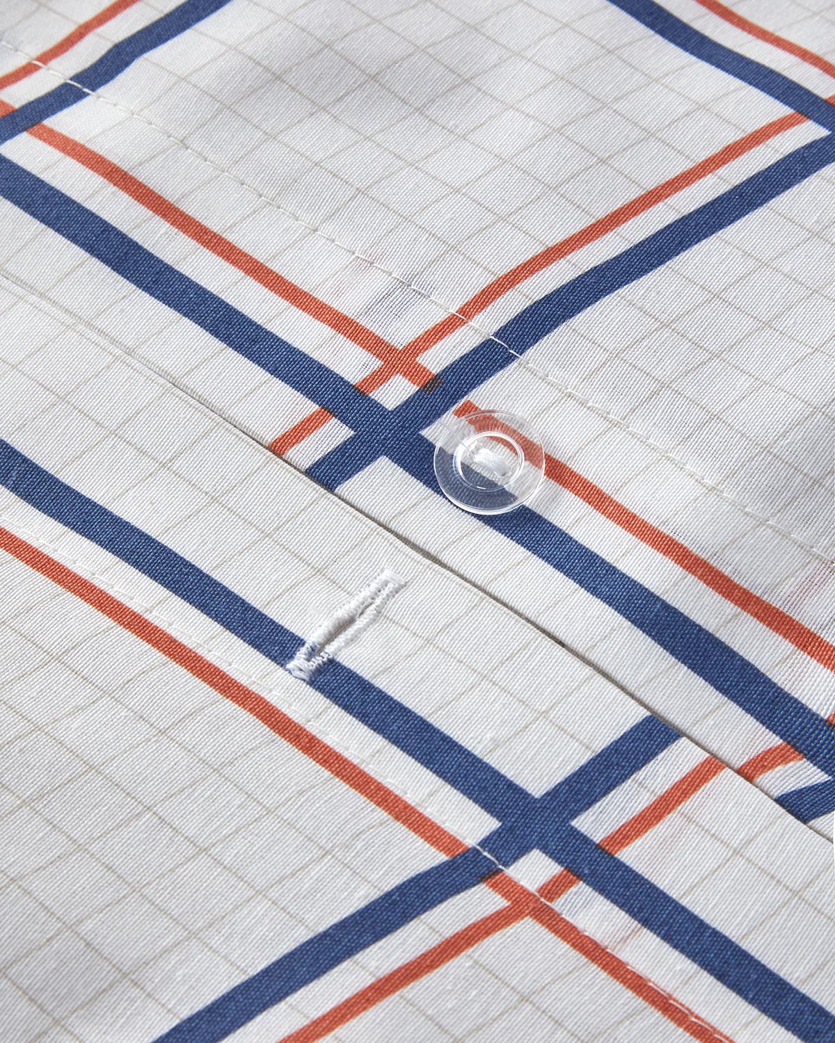 Modern Checkers Tek Kişilik Nevresim Takımı Mavi-Turuncu