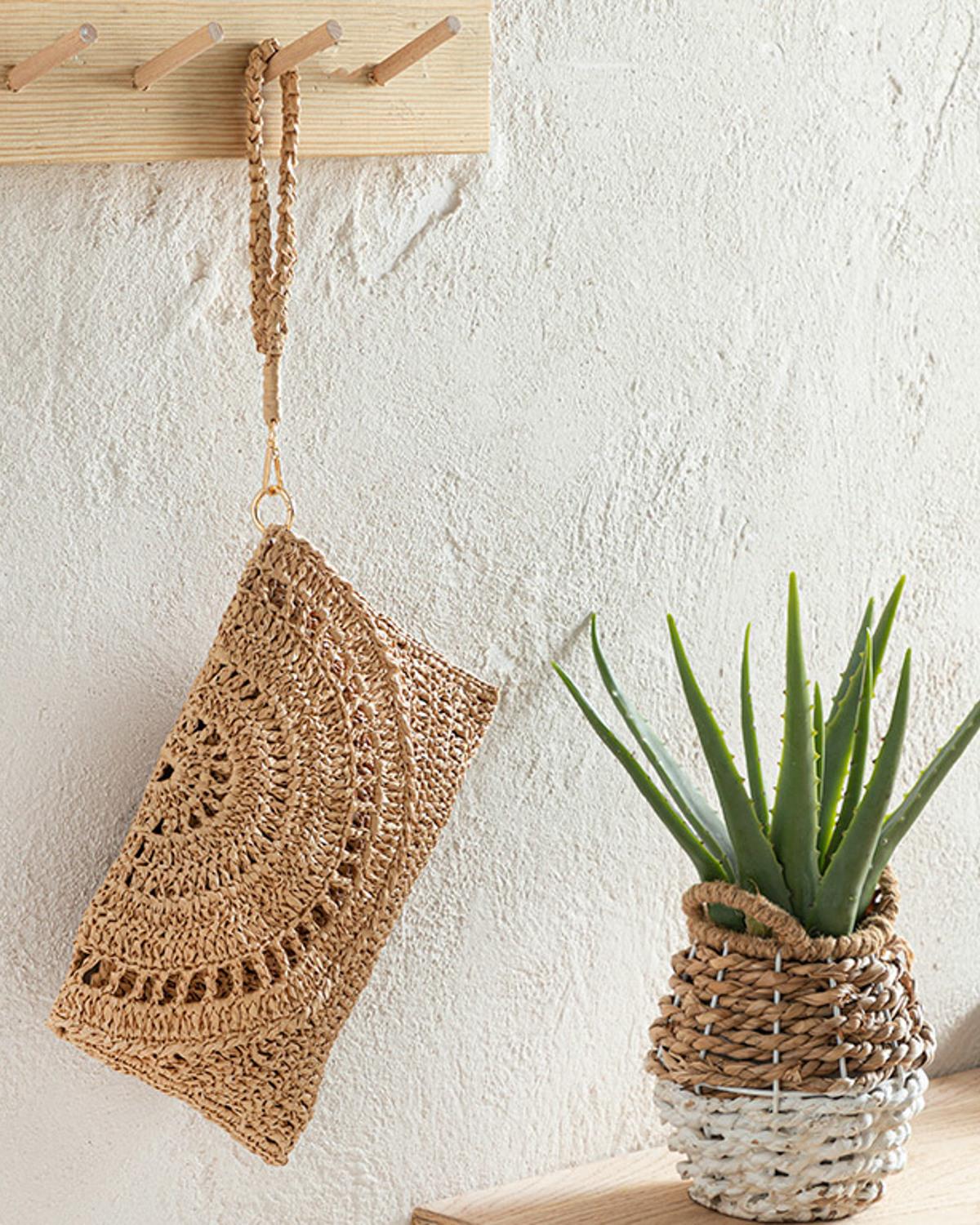 Modern Clutch Hasır Çanta 30x20 cm Naturel