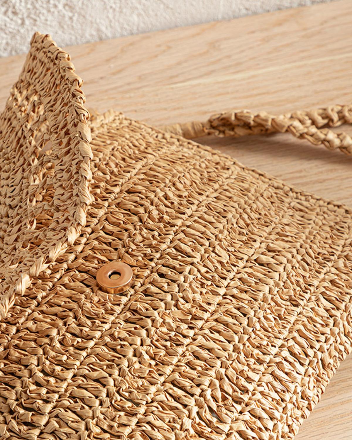 Modern Clutch Hasır Çanta 30x20 cm Naturel