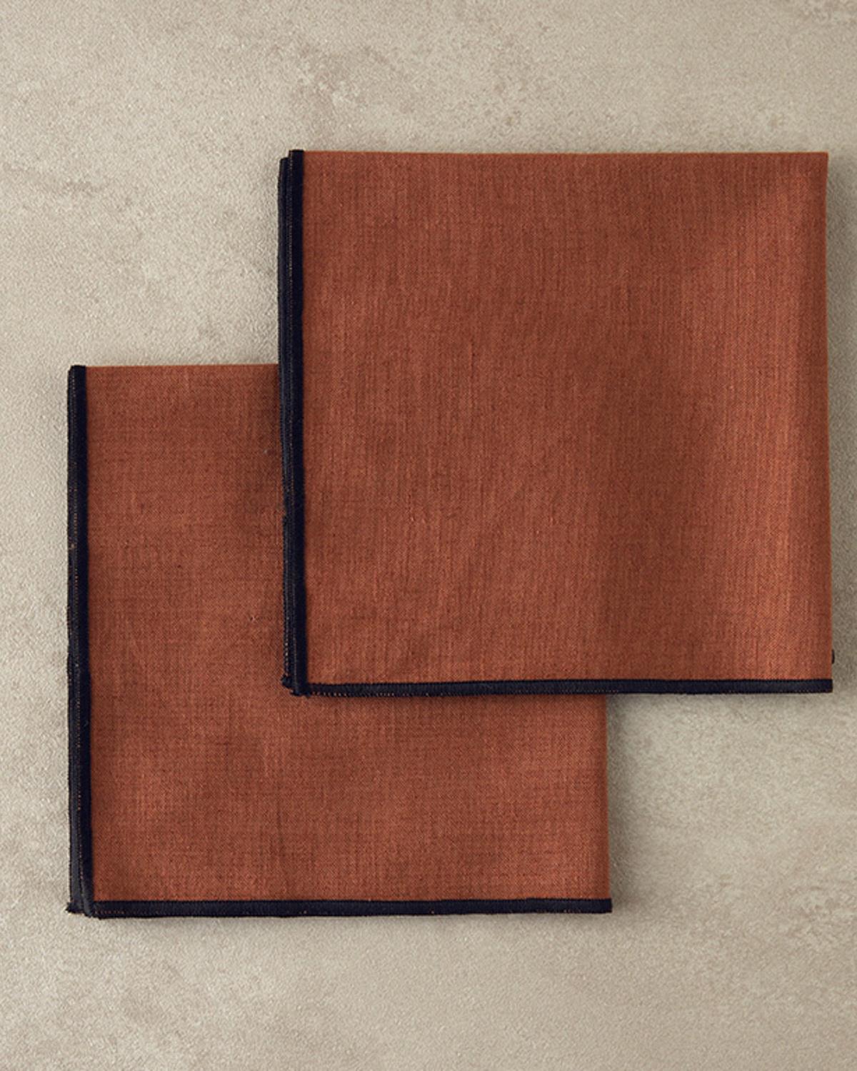 Modern Linen Pamuk 2'li Misafir Peçetesi Terracotta