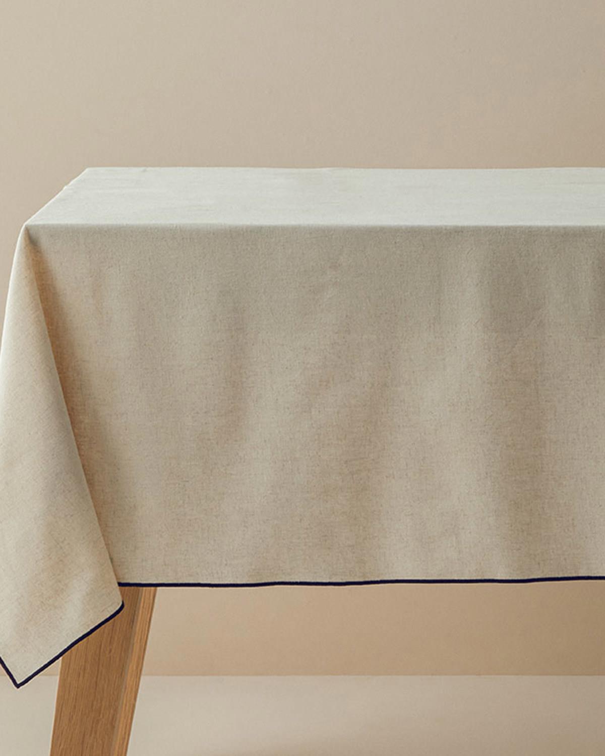 Modern Linen Pamuk Masa Örtüsü Krem