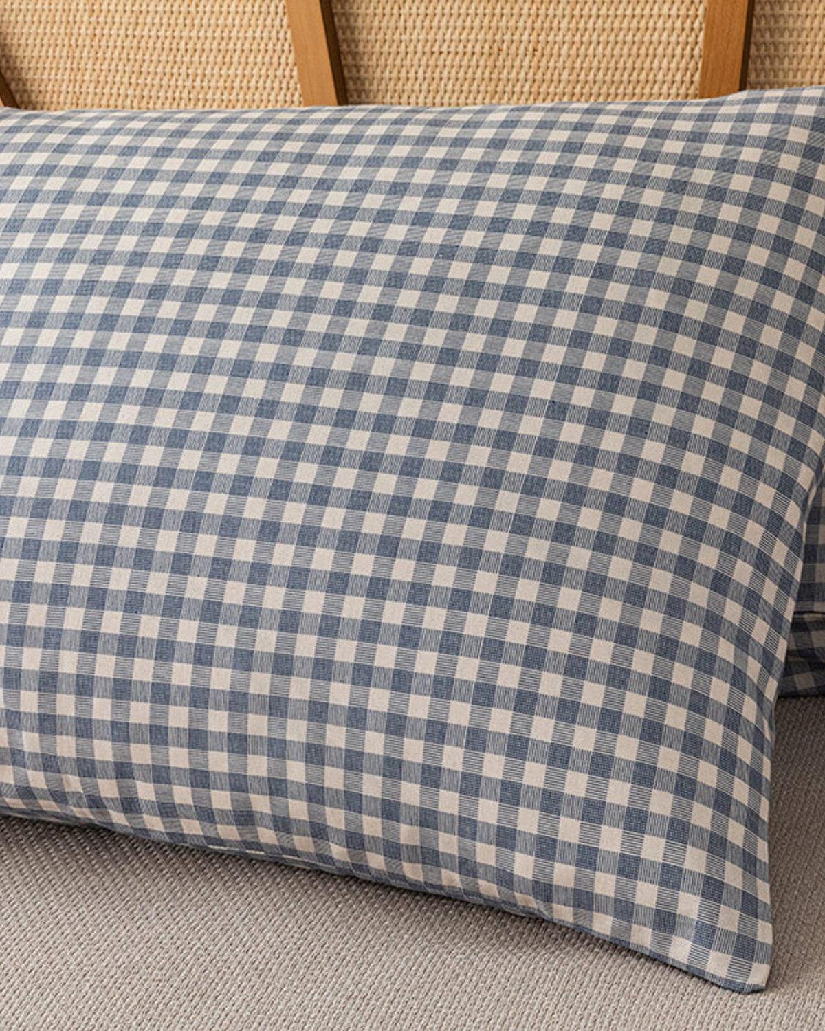 Modern Plaid Desenli Biyeli Tek Kişilik Pike Seti Bej
