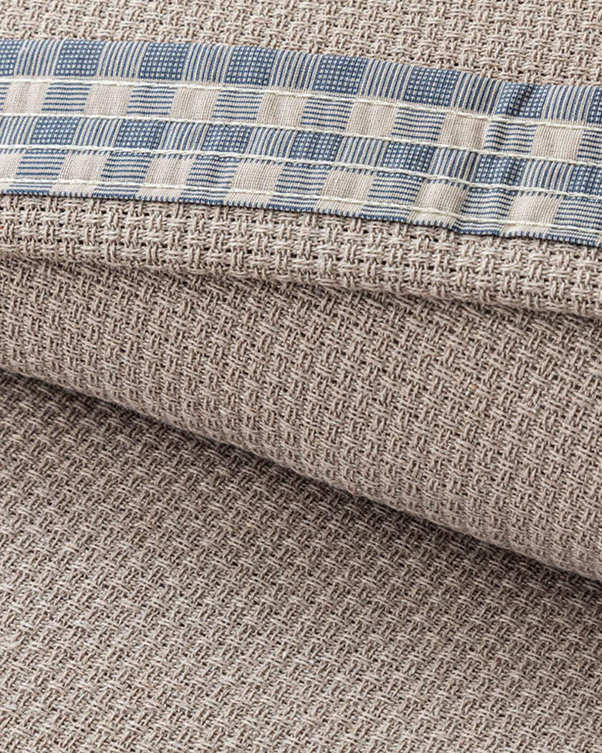 Modern Plaid Desenli Biyeli Tek Kişilik Pike Seti Bej