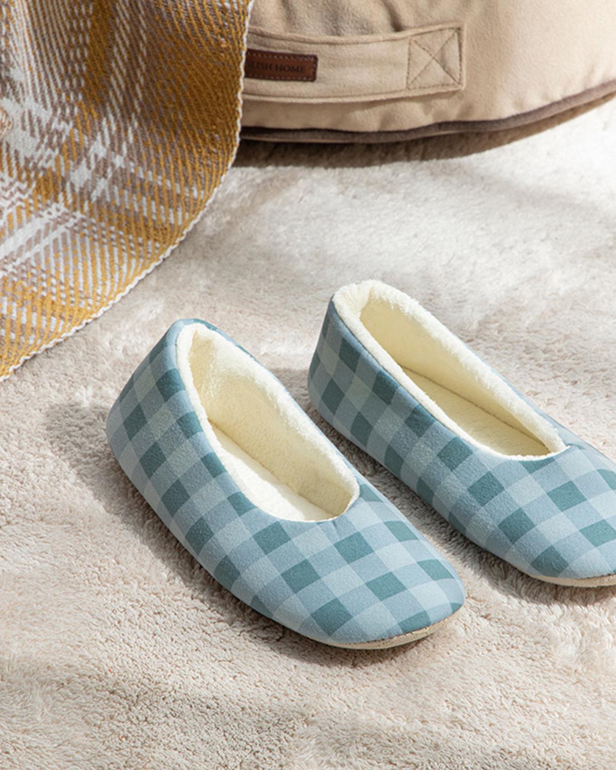 Modern Plaid Kadın Ev Babeti 40 Mavi