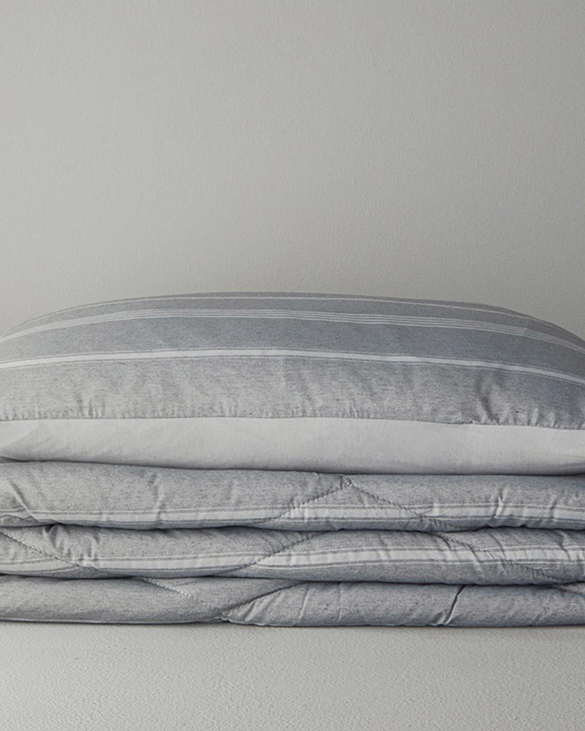 Modern Stripe Polycotton Tek Kişilik Uyku Seti Antrasit