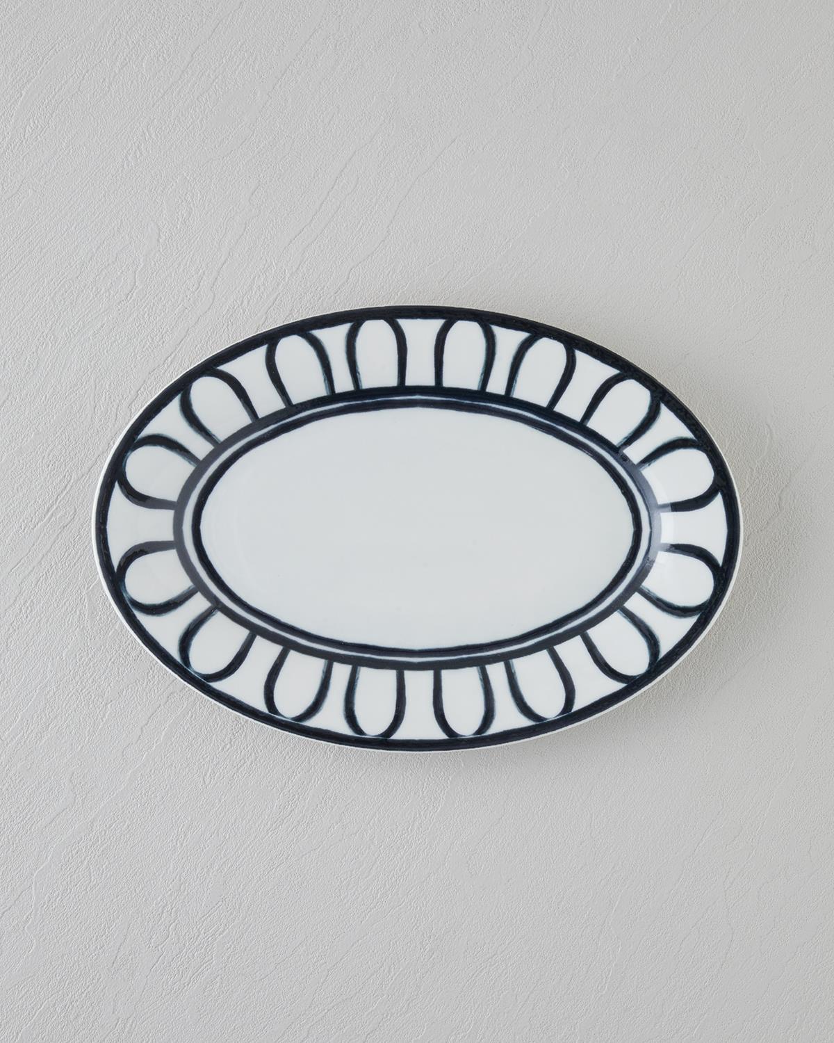 Monarch Porselen Kayık Tabak 30 cm Siyah - Beyaz