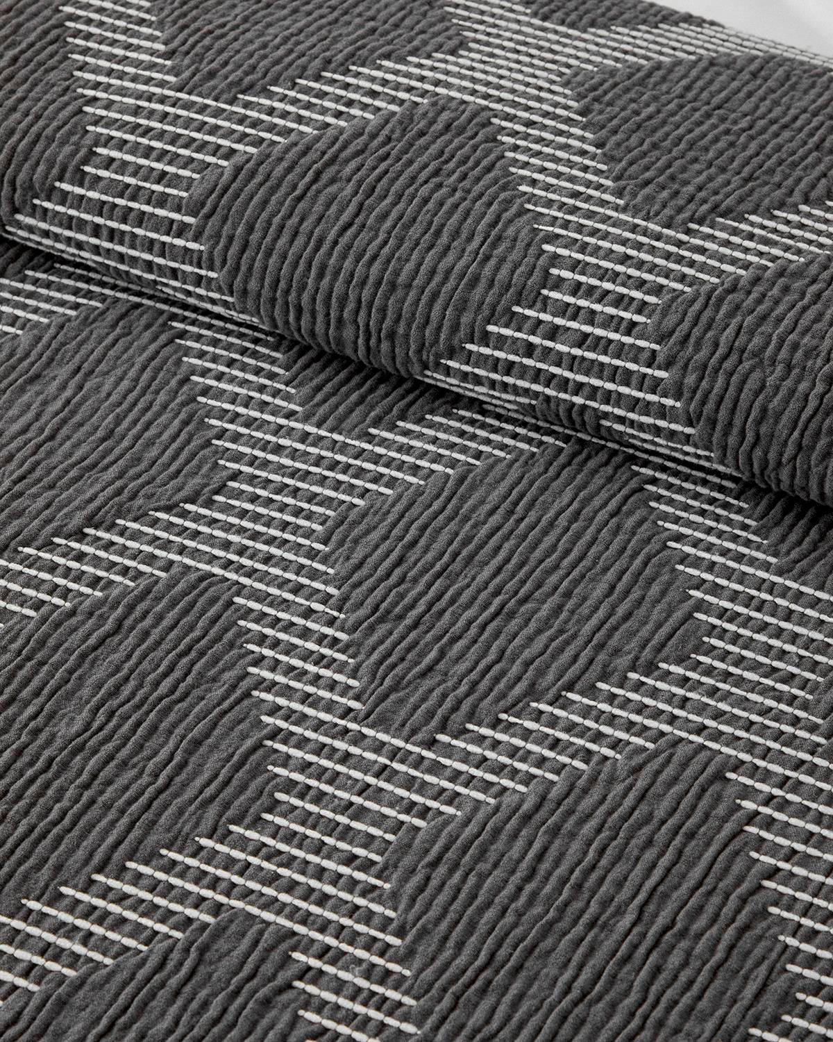 Morgan Pamuk Polyester Çift Kişilik Yatak Örtüsü 210x230 cm Antrasit