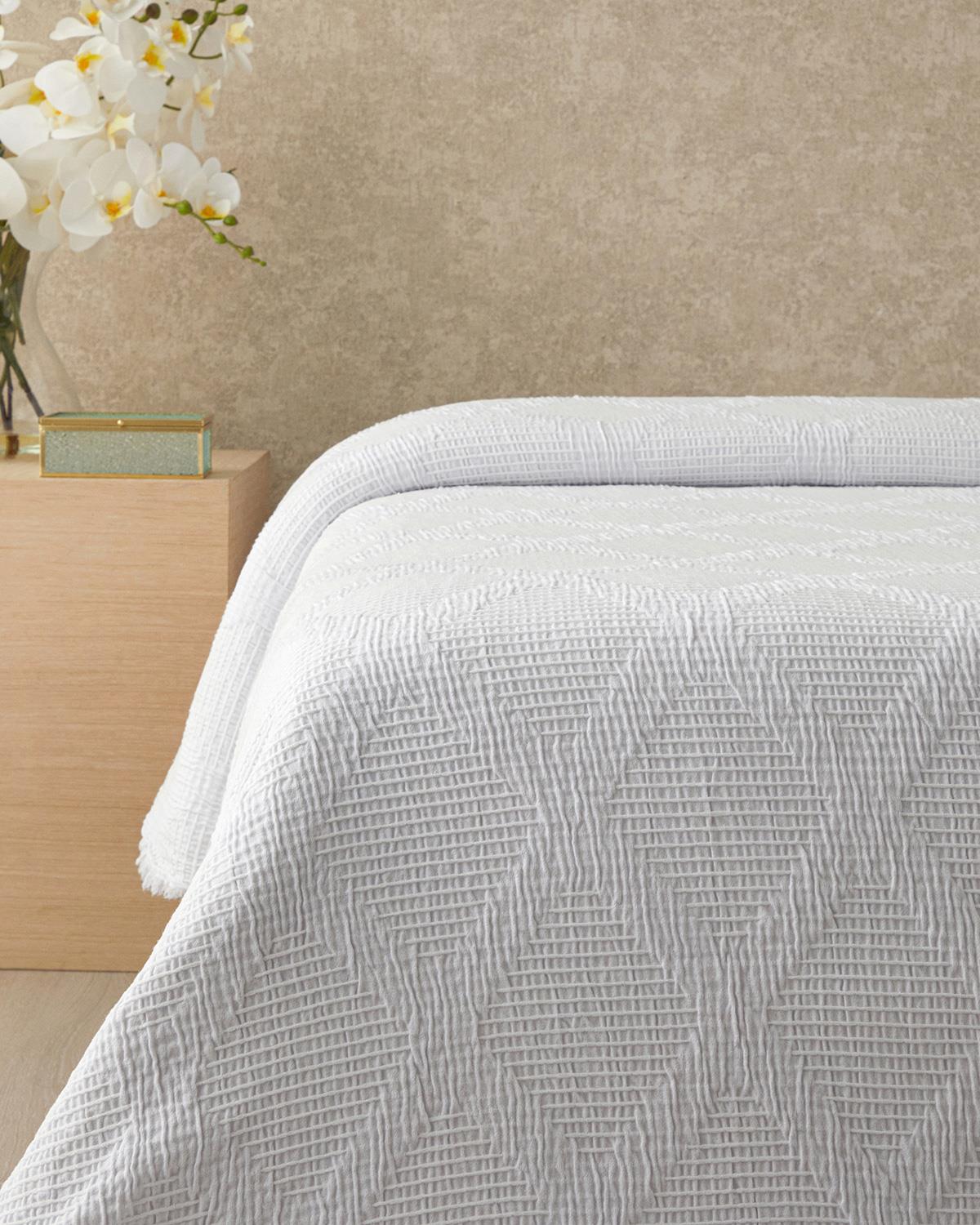 Morgan Pamuk Polyester Çift Kişilik Yatak Örtüsü 210x230 cm Beyaz