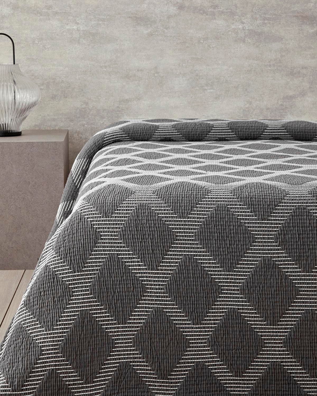 Morgan Pamuk Polyester Çift Kişilik Yatak Örtüsü 210x230 cm Antrasit