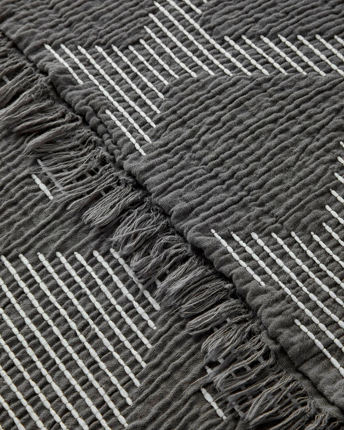 Morgan Pamuk Polyester Çift Kişilik Yatak Örtüsü 210x230 cm Antrasit