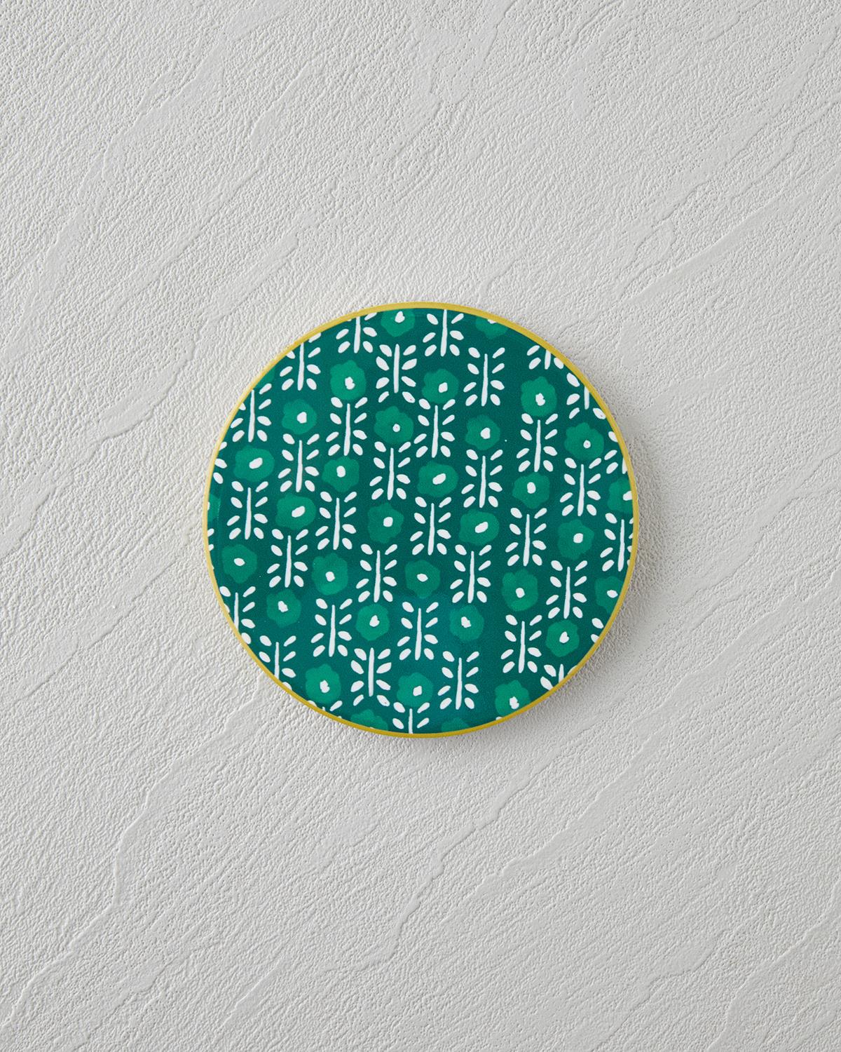 Mossia Seramik Bardak Altlığı 10.8x0.8 cm Beyaz - Yeşil