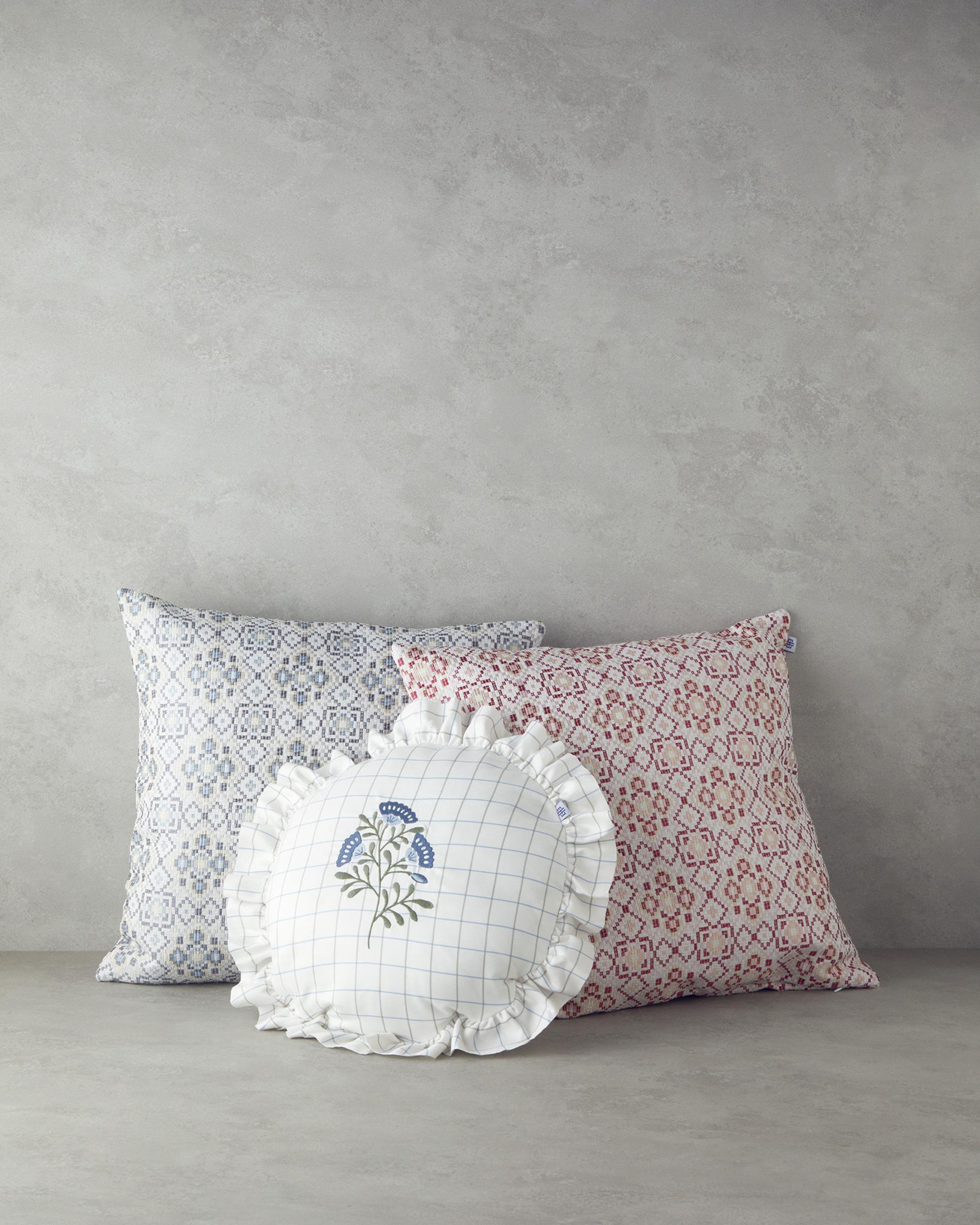 Mozaik Dekoratif Kırlent 45x45 cm Ekru-Bordo