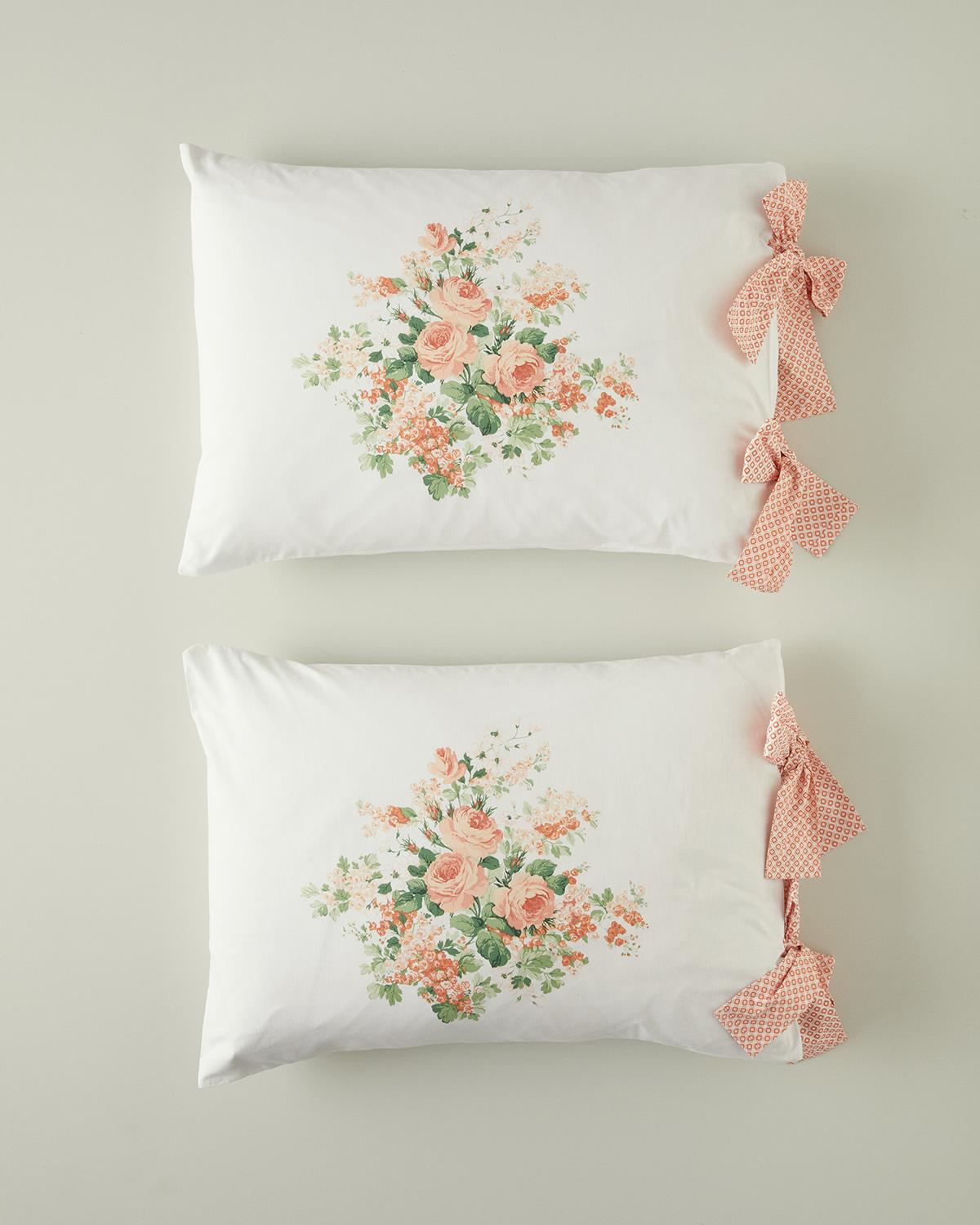 Mystic Rose Kombin Pamuklu Bağcıklı 2'li Yastık Kılıfı 50x70 cm Turuncu